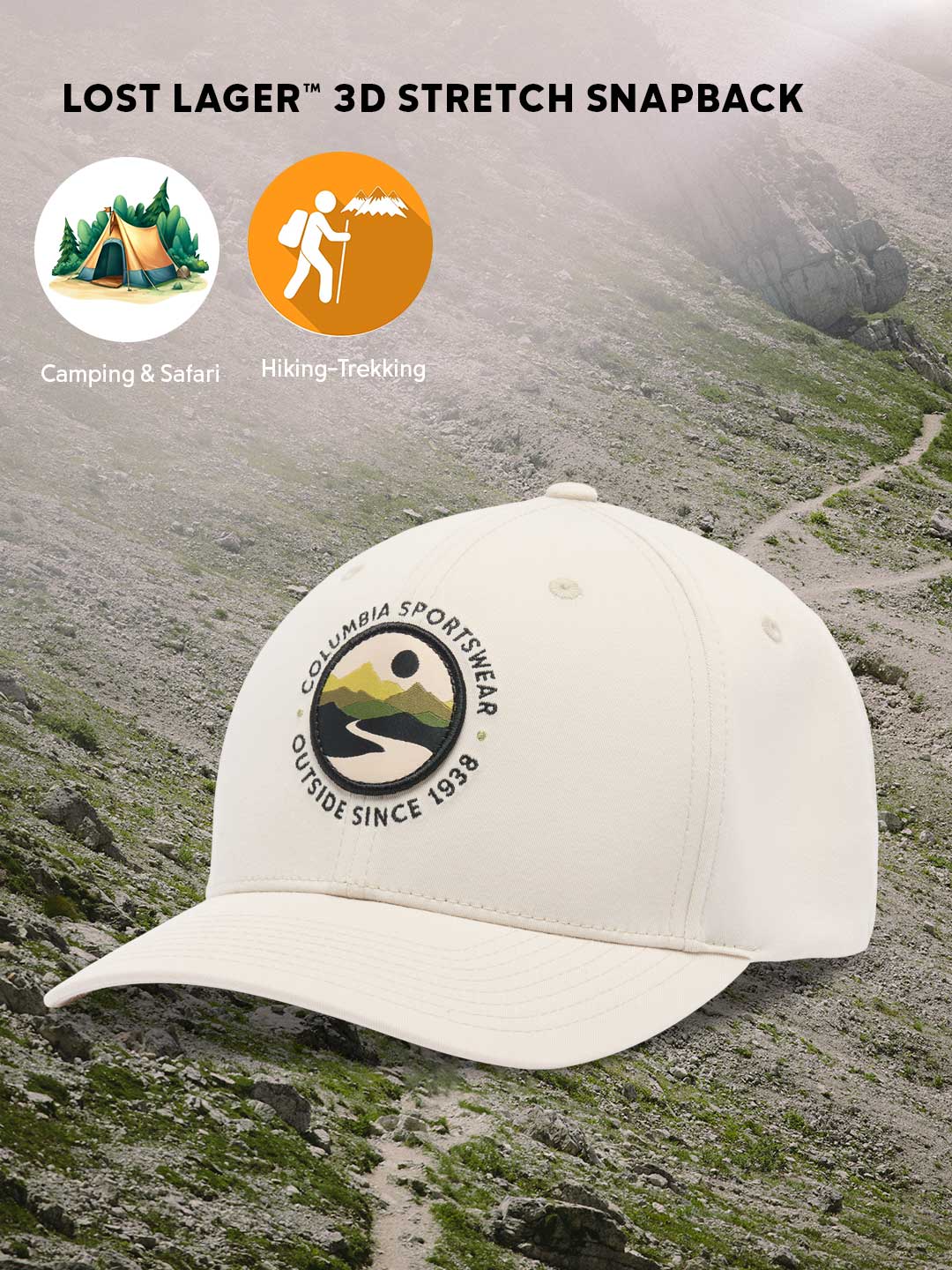 Columbia Unisex Beige Lost Lager 3D Stretch Snap Back Cap - Image 2