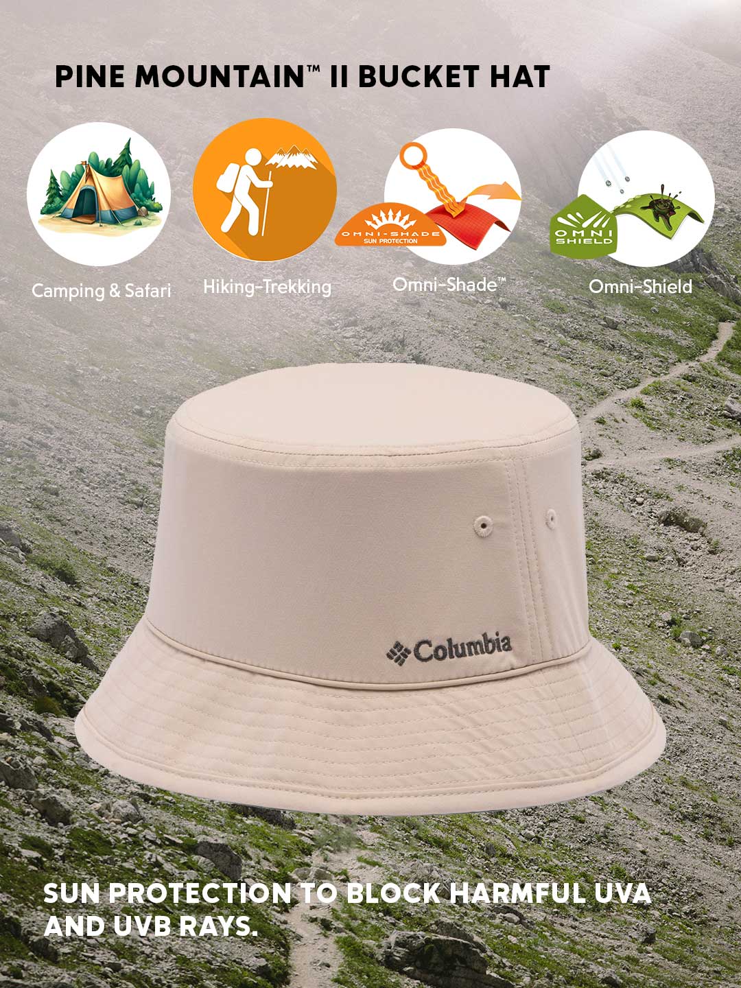 Columbia Unisex Beige Omni-Shade Pine Mountain II Bucket Hat - Image 2