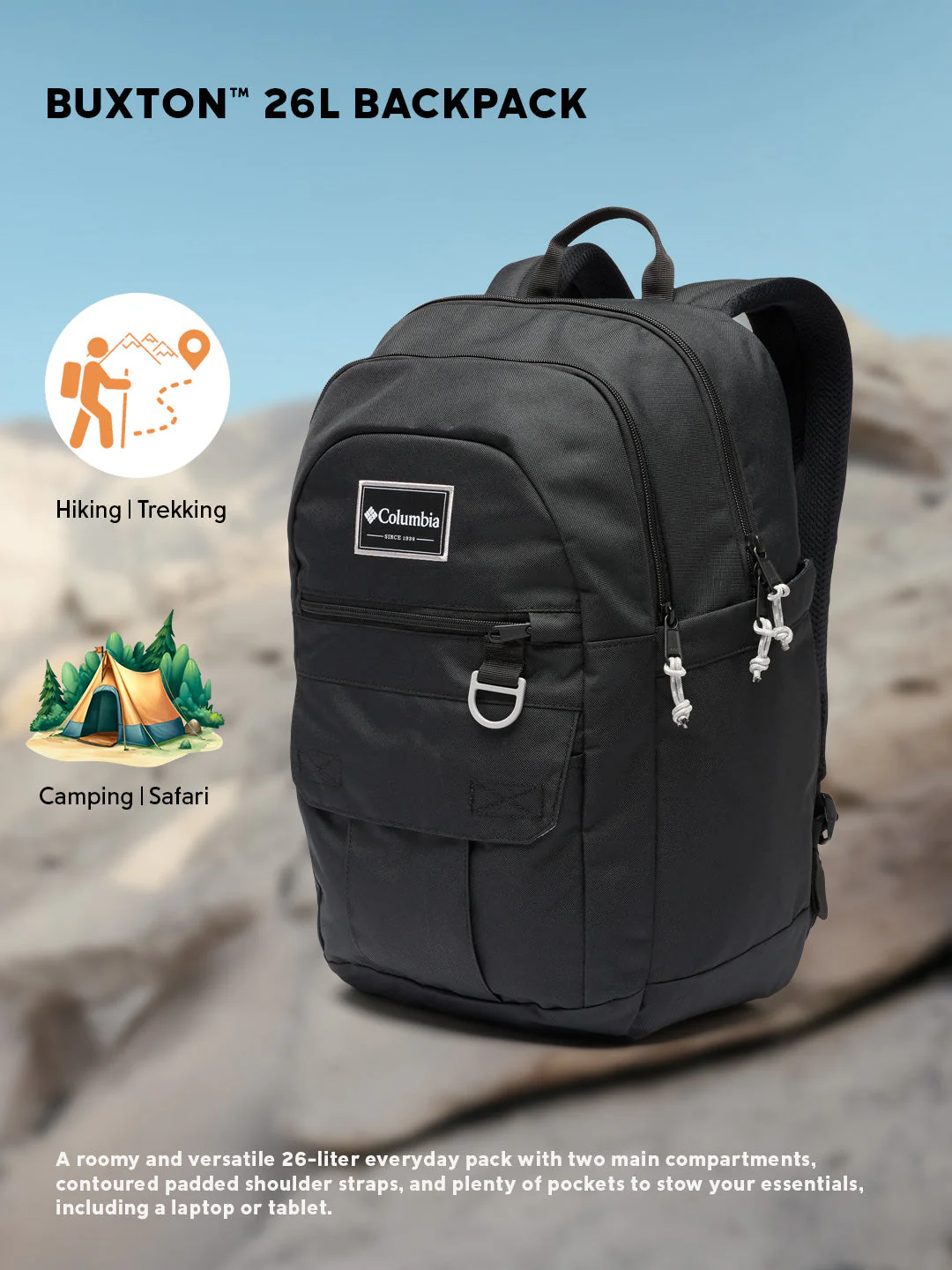 Columbia Unisex Black Buxton 26L Backpack - Image 2