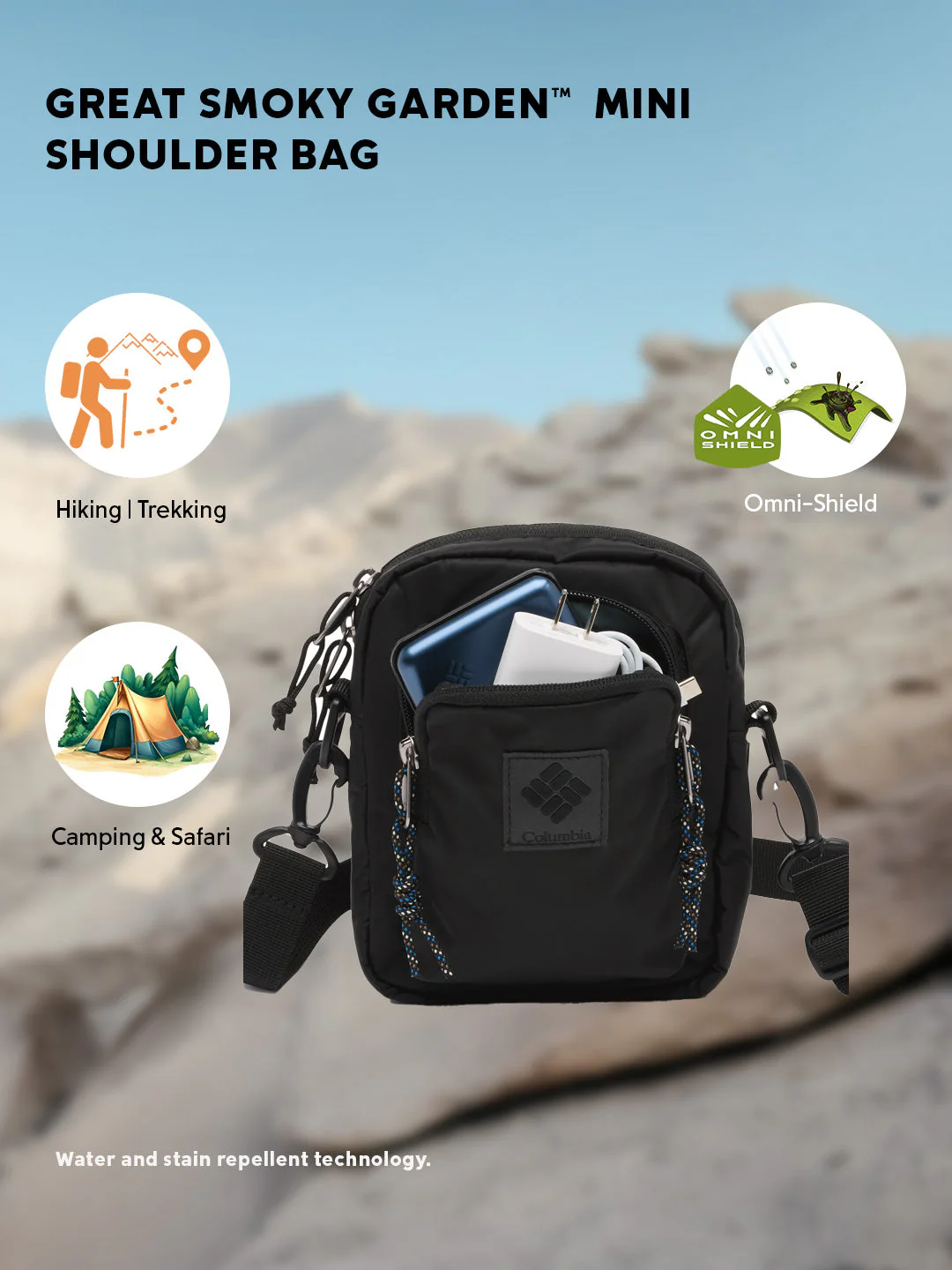 Columbia Unisex Black Omni-Shield Great Smoky Garden Side Bag - Image 2