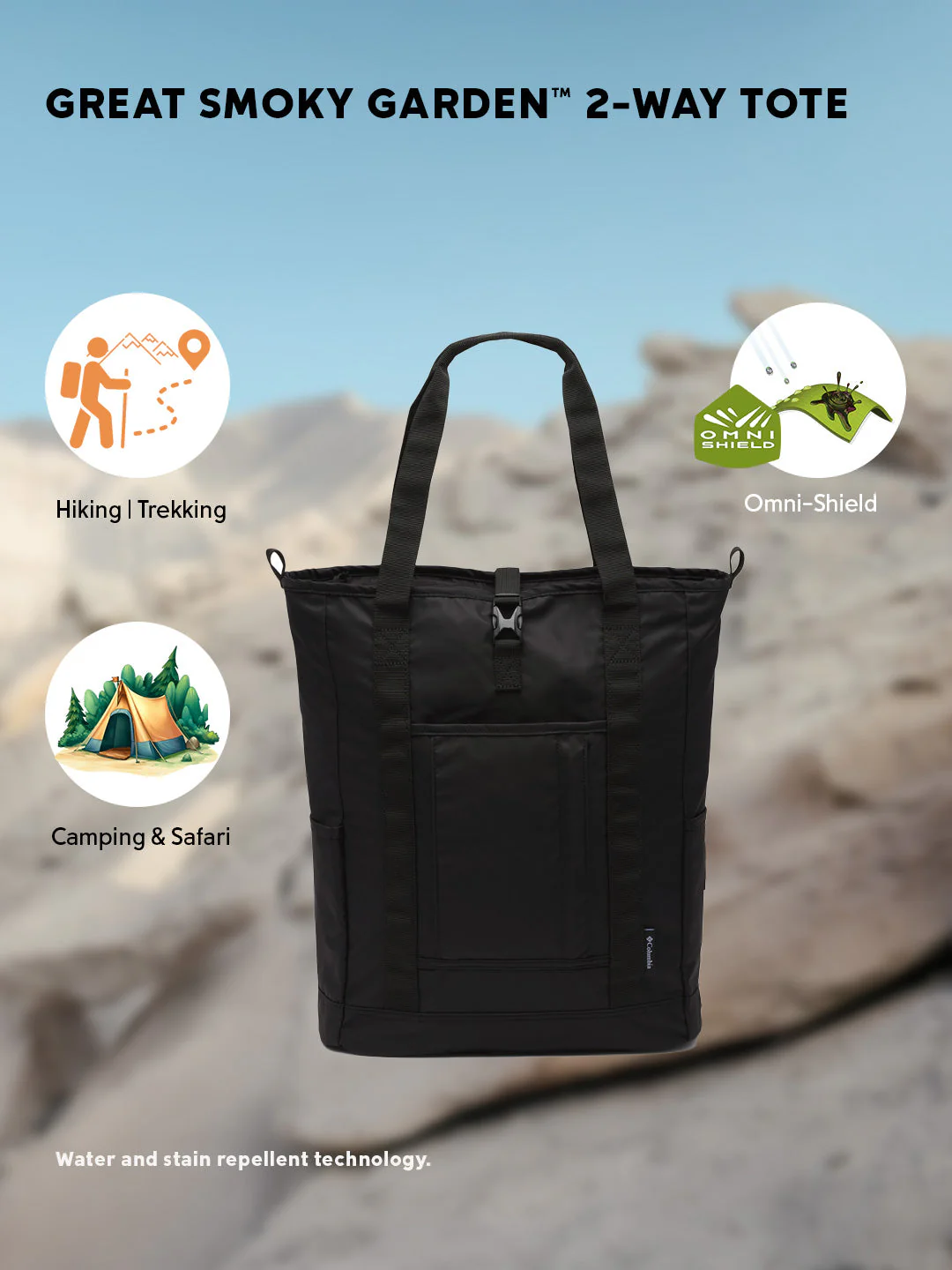 Columbia Unisex Black Omni-Shield Great Smoky Garden Tote Bag - Image 2