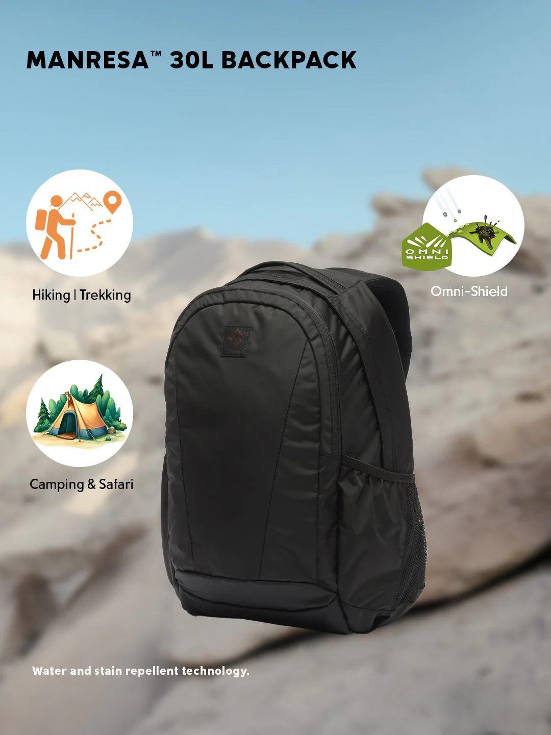 Columbia Unisex Black Omni-Shield Manresa 30L Backpack - Image 2
