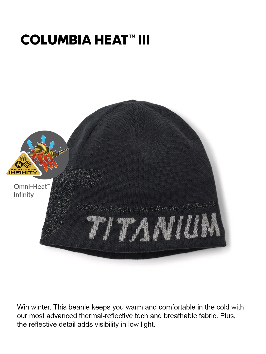 Columbia Unisex Black OmniHeat Infinity Heat III Beanie - Image 2