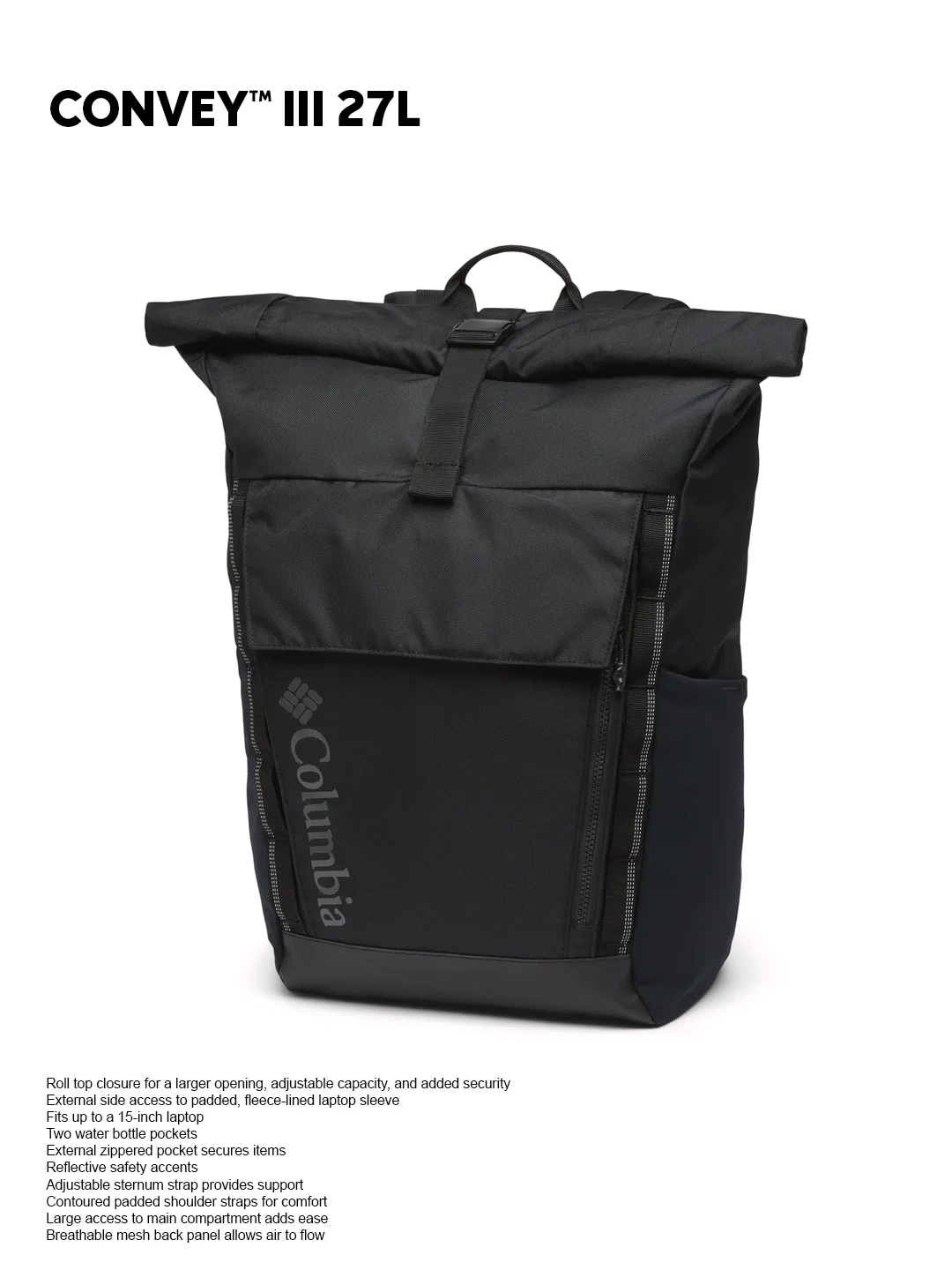 Columbia Unisex Black OmniShield Convey III Backpack - Image 2