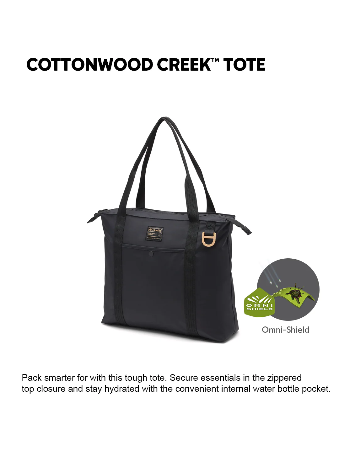 Columbia Unisex Black OmniShield Cottonwood Creek Tote Bag - Image 2