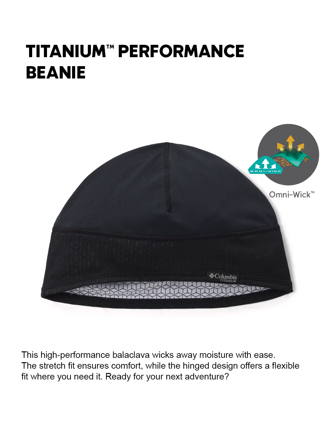 Columbia Unisex Black OmniWick Titanium Performance Beanie - Image 2