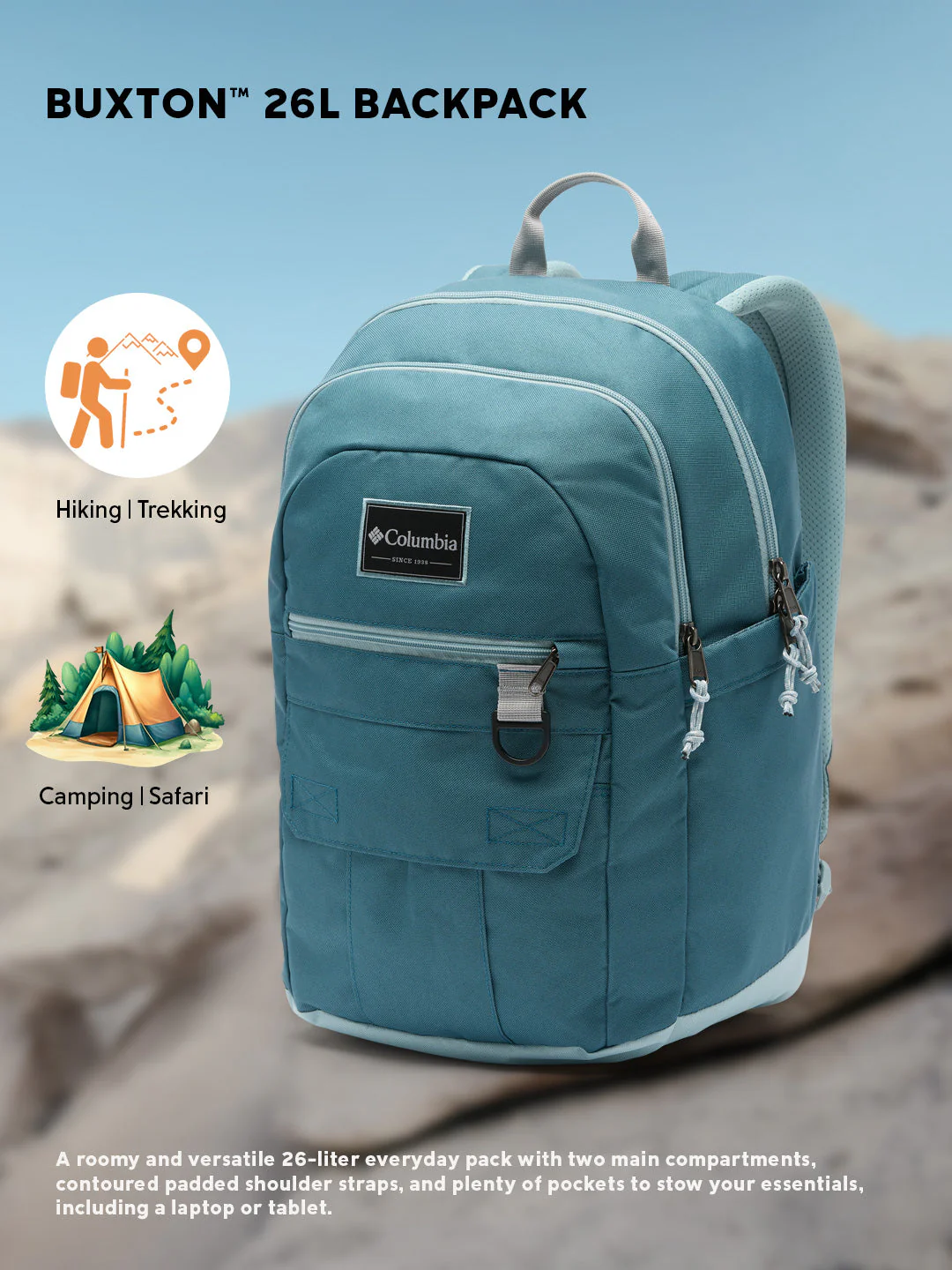 Columbia Unisex Blue Buxton 26L Backpack - Image 2