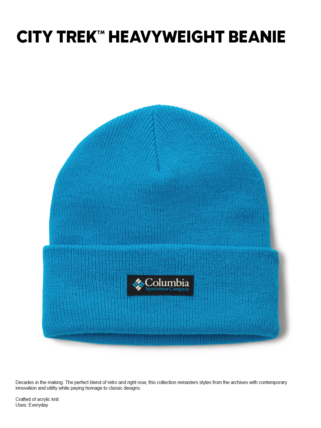 Columbia Unisex Blue  City Trek Heavyweight Beanie - Image 2