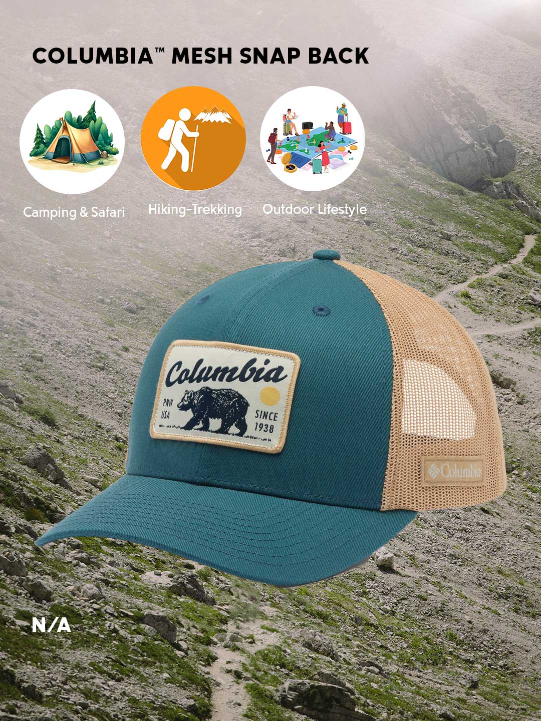 Columbia Unisex Blue Mesh Snap Back Cap - Image 2