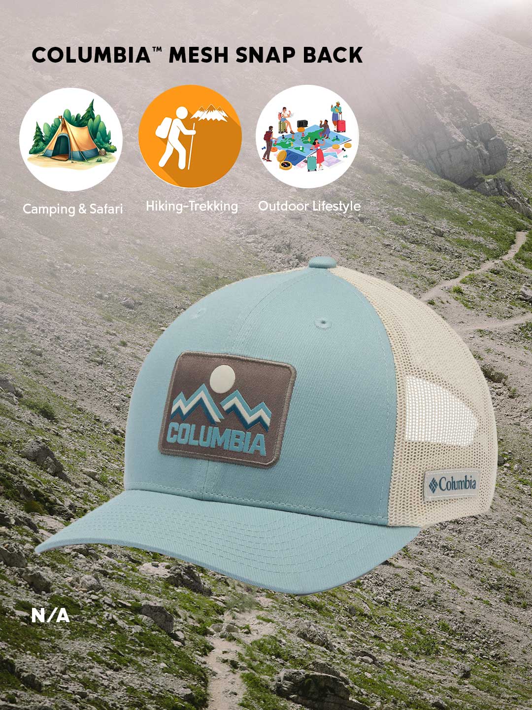 Columbia Unisex Blue Mesh Snap Back Cap - Image 2