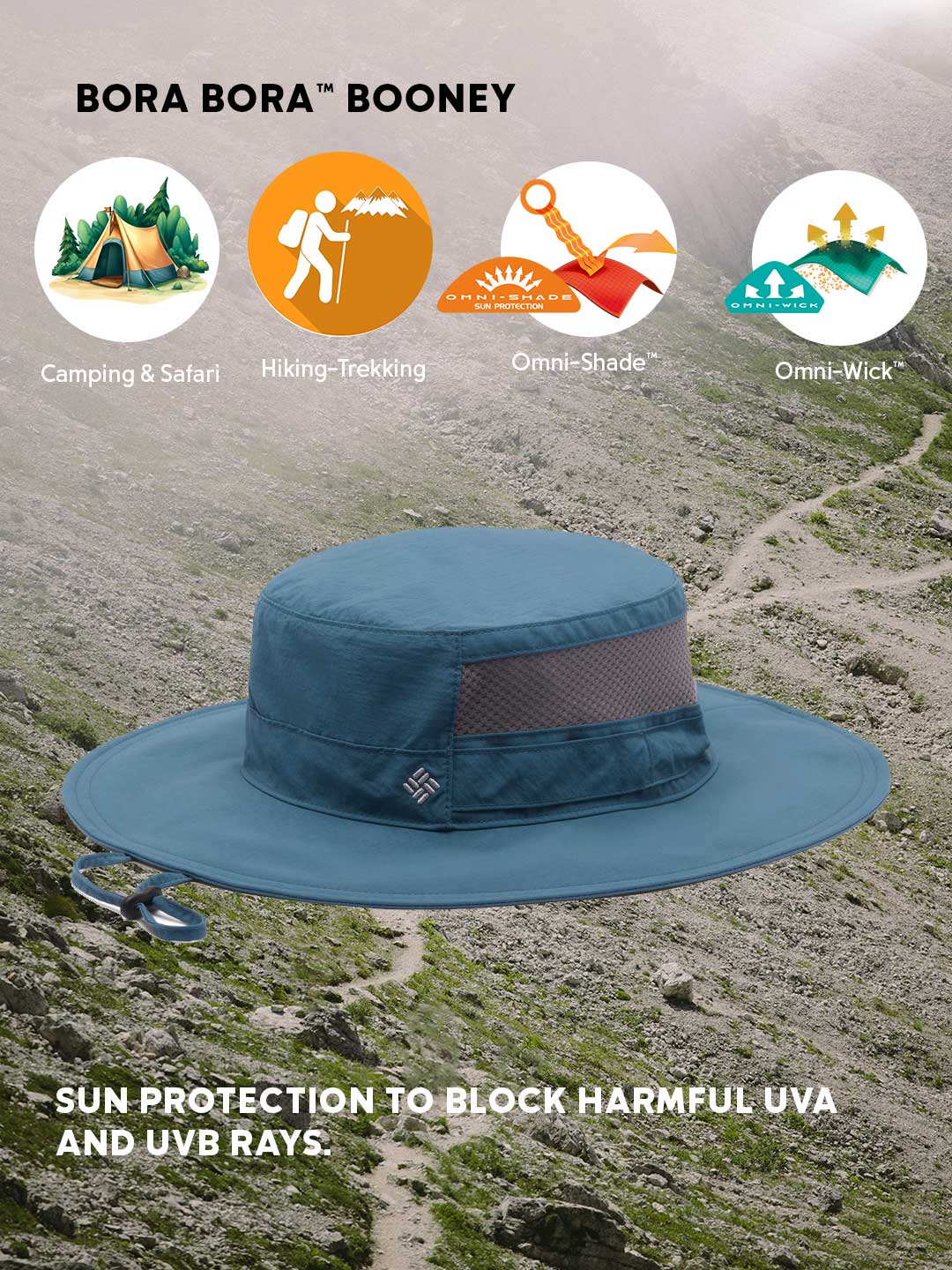 Columbia Unisex Blue Omni-Shade Bora Bora Booney Hat - Image 2