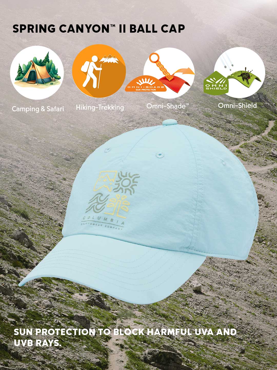 Columbia Unisex Blue Omni-Shade Spring Canyon II Ball Cap - Image 2