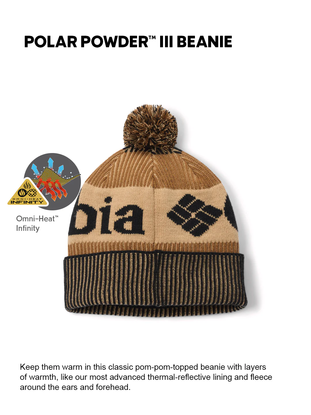 Columbia Unisex Brown OmniHeat Infinity Polar Powder III Beanie - Image 2