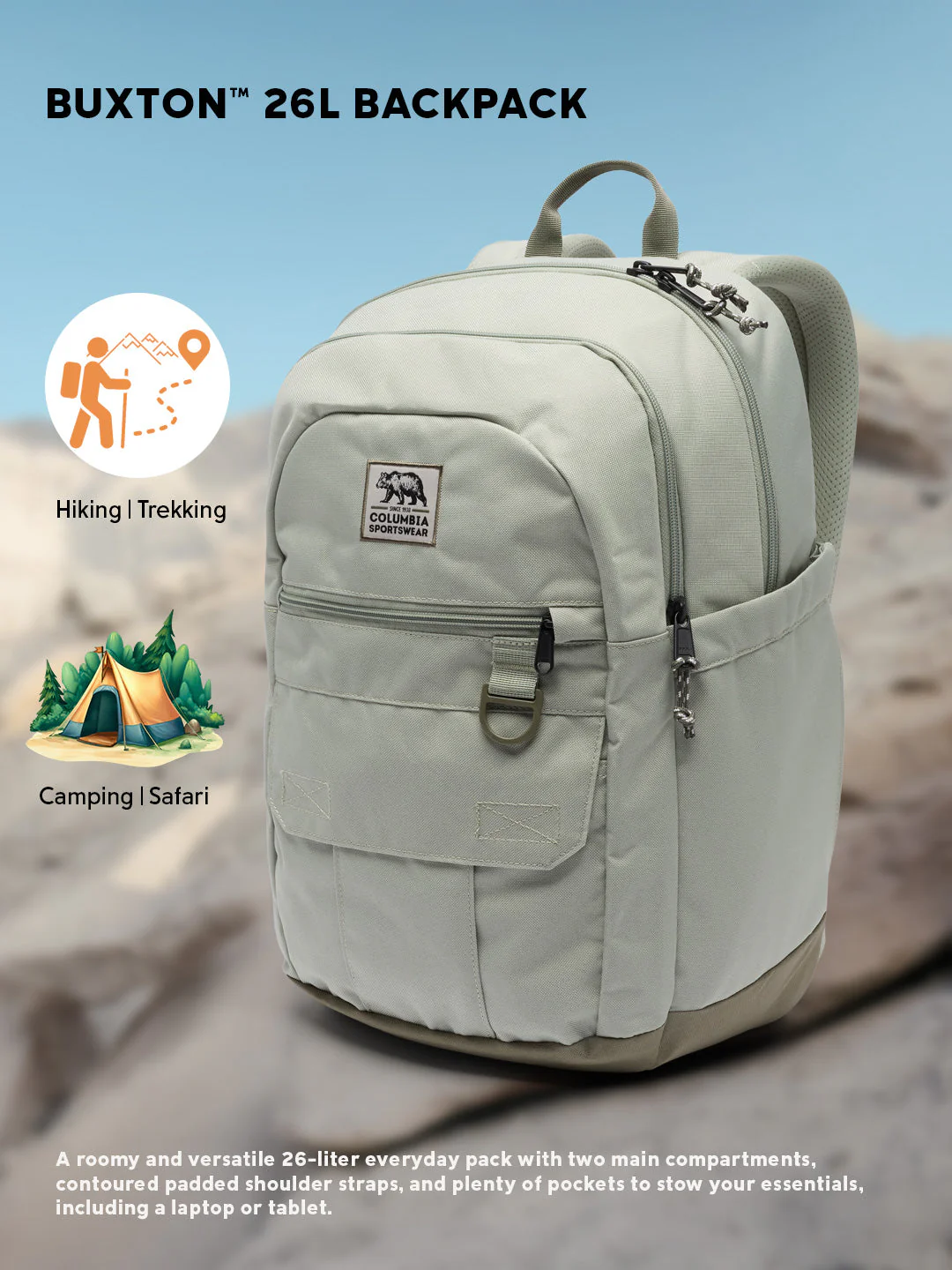 Columbia Unisex Green Buxton 26L Backpack - Image 2