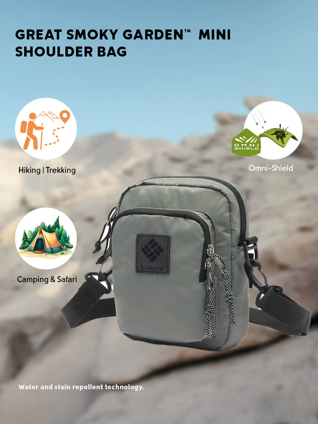 Columbia Unisex Grey Omni-Shield Great Smoky Garden Side Bag - Image 2