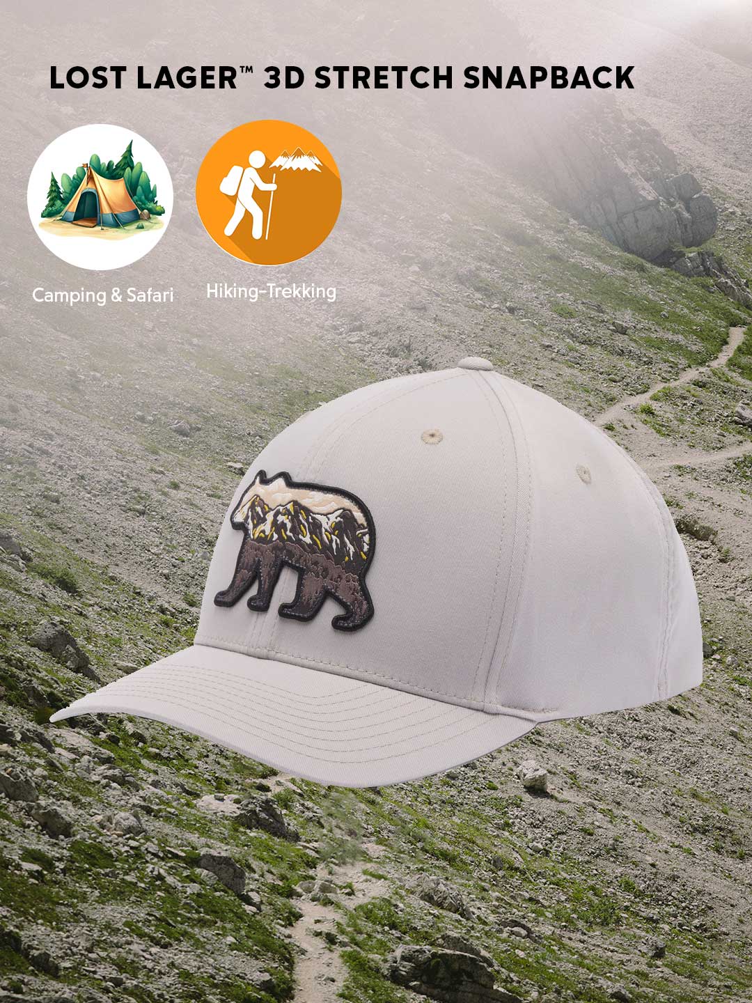 Columbia Unisex Light Grey Lost Lager 3D Stretch Snap Back Cap - Image 2