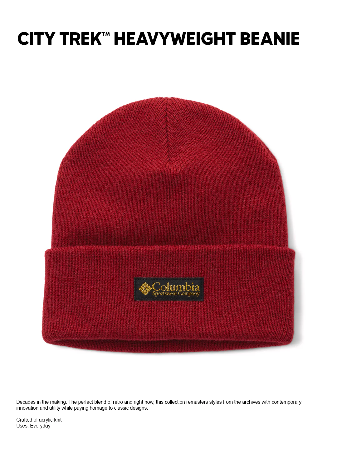 Columbia Unisex Maroon  City Trek Heavyweight Beanie - Image 2