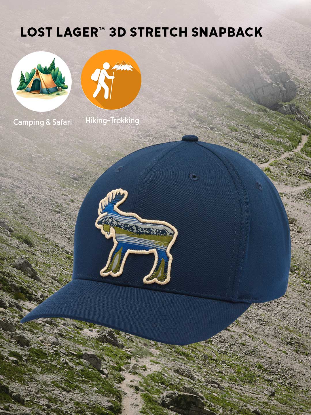 Columbia Unisex Navy Blue Lost Lager 3D Stretch Snap Back Cap - Image 2