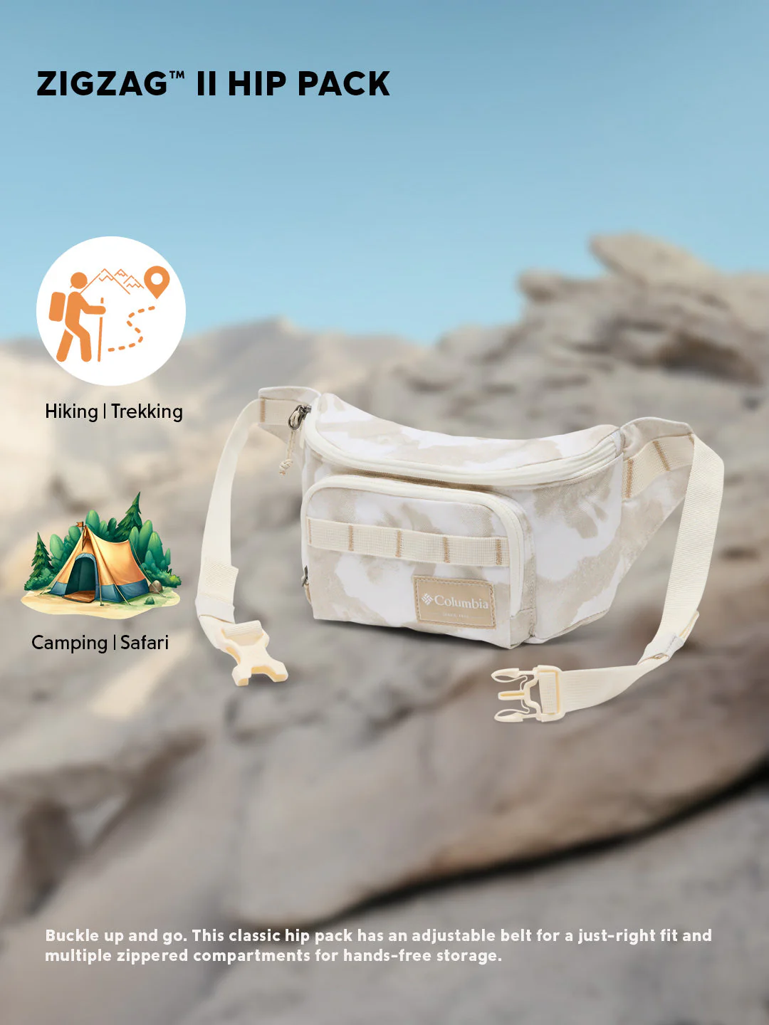 Columbia Unisex Off- White Zigzag II Hip Pack - Image 2