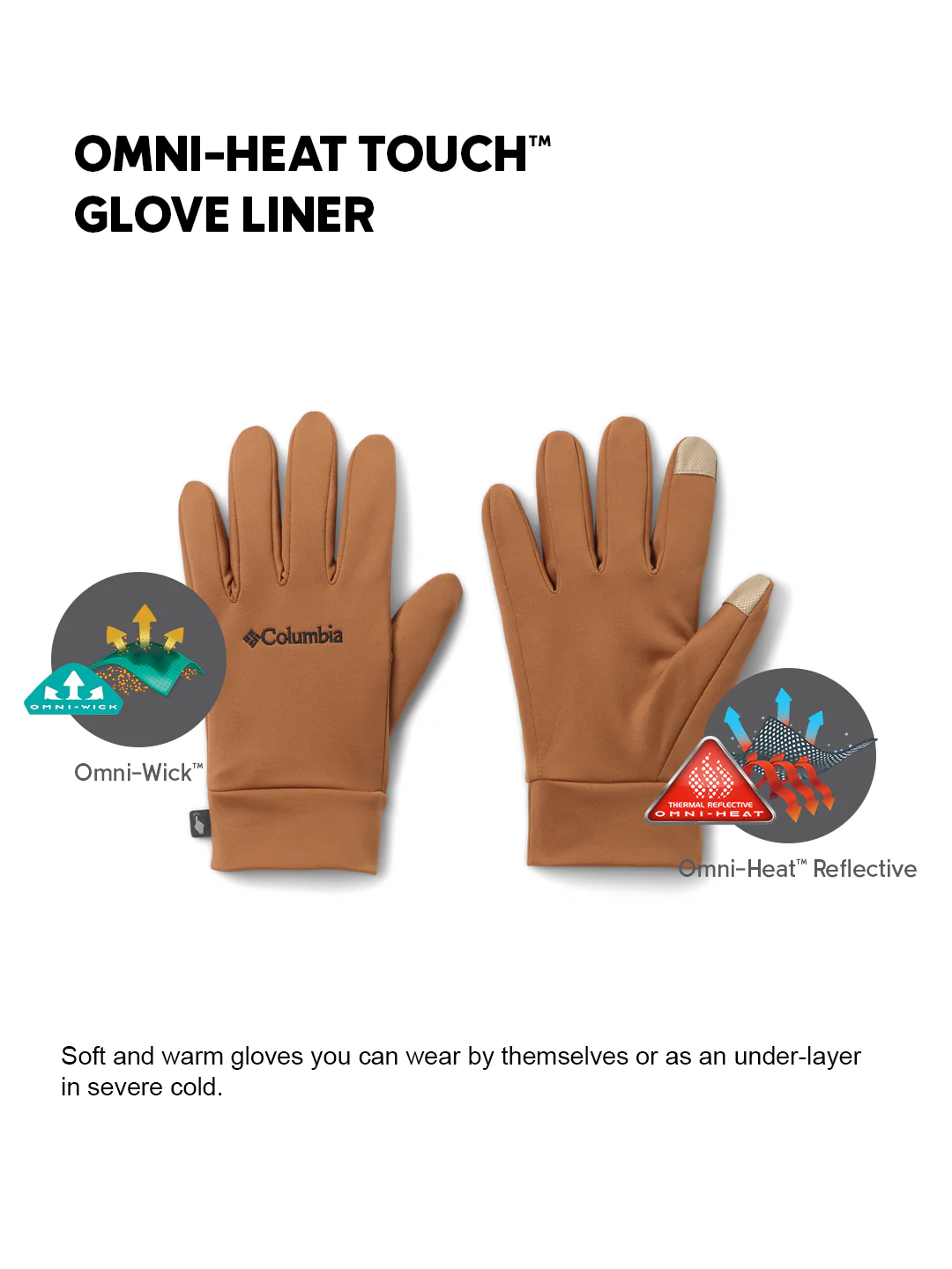 Columbia Unisex Tan OmniHeat Reflective Heat Touch Liner Gloves - Image 2