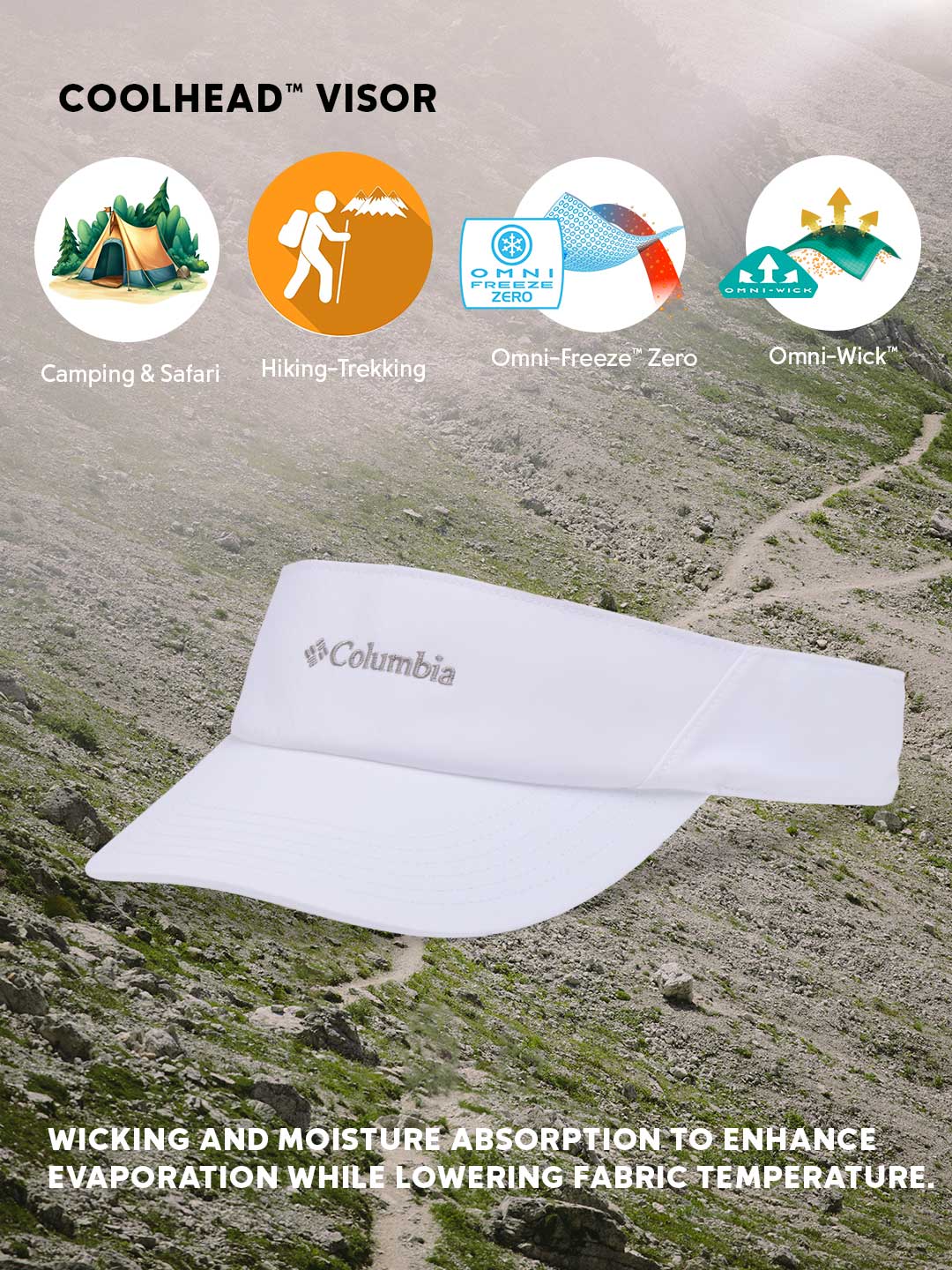 Columbia Unisex White Omni-Freeze Coolhead Visor - Image 2