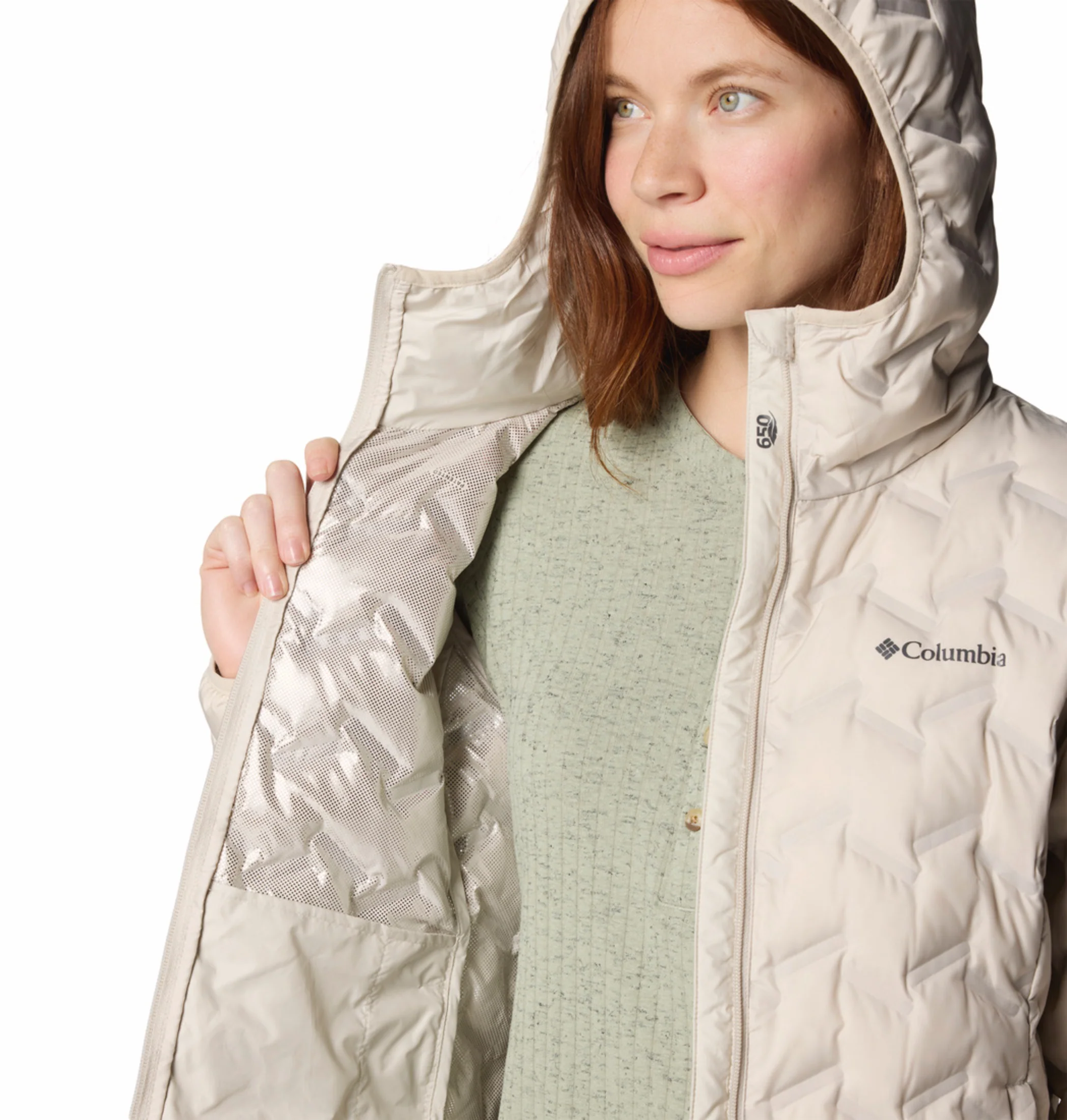 Columbia Women Beige HEAT SEAL Delta Ridge II Down Jacket - Image 7
