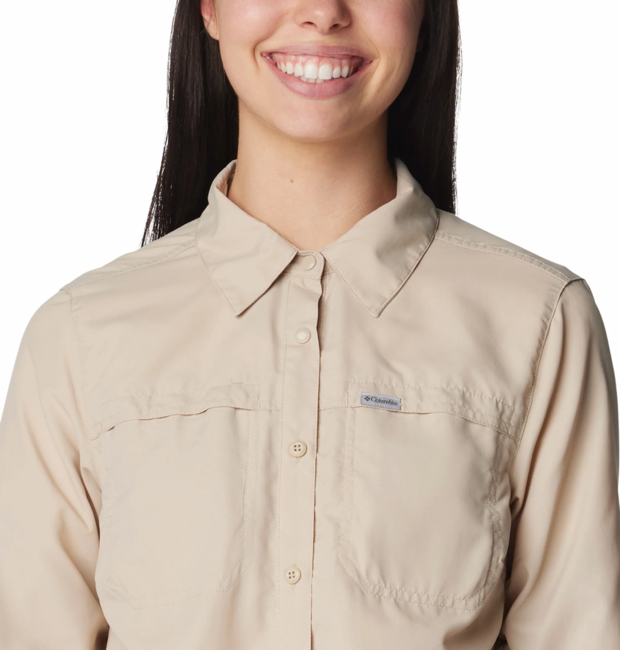 Columbia Women Beige Omni-Shade Silver Ridge 3.0 Long Sleeve Shirt - Image 6