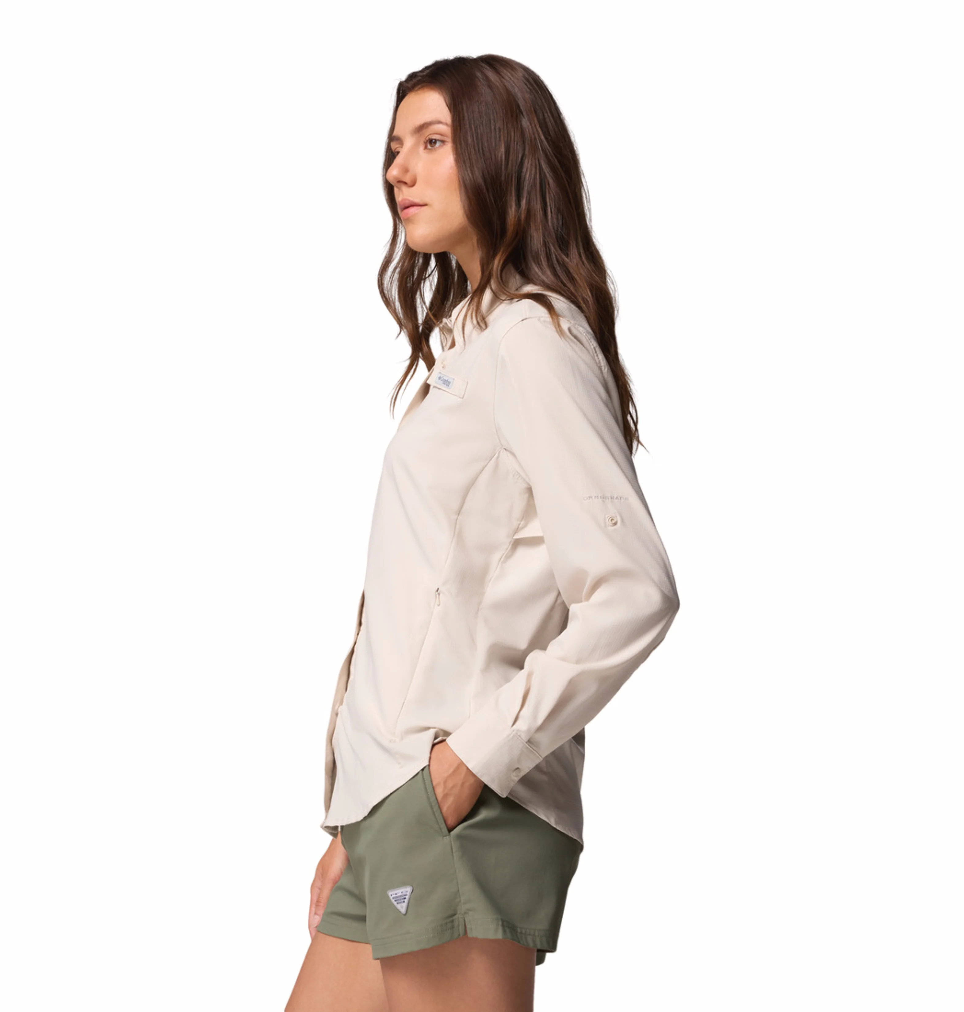 Columbia Women Beige Omni-Shade Tamiami II Long Sleeve Shirt - Image 5