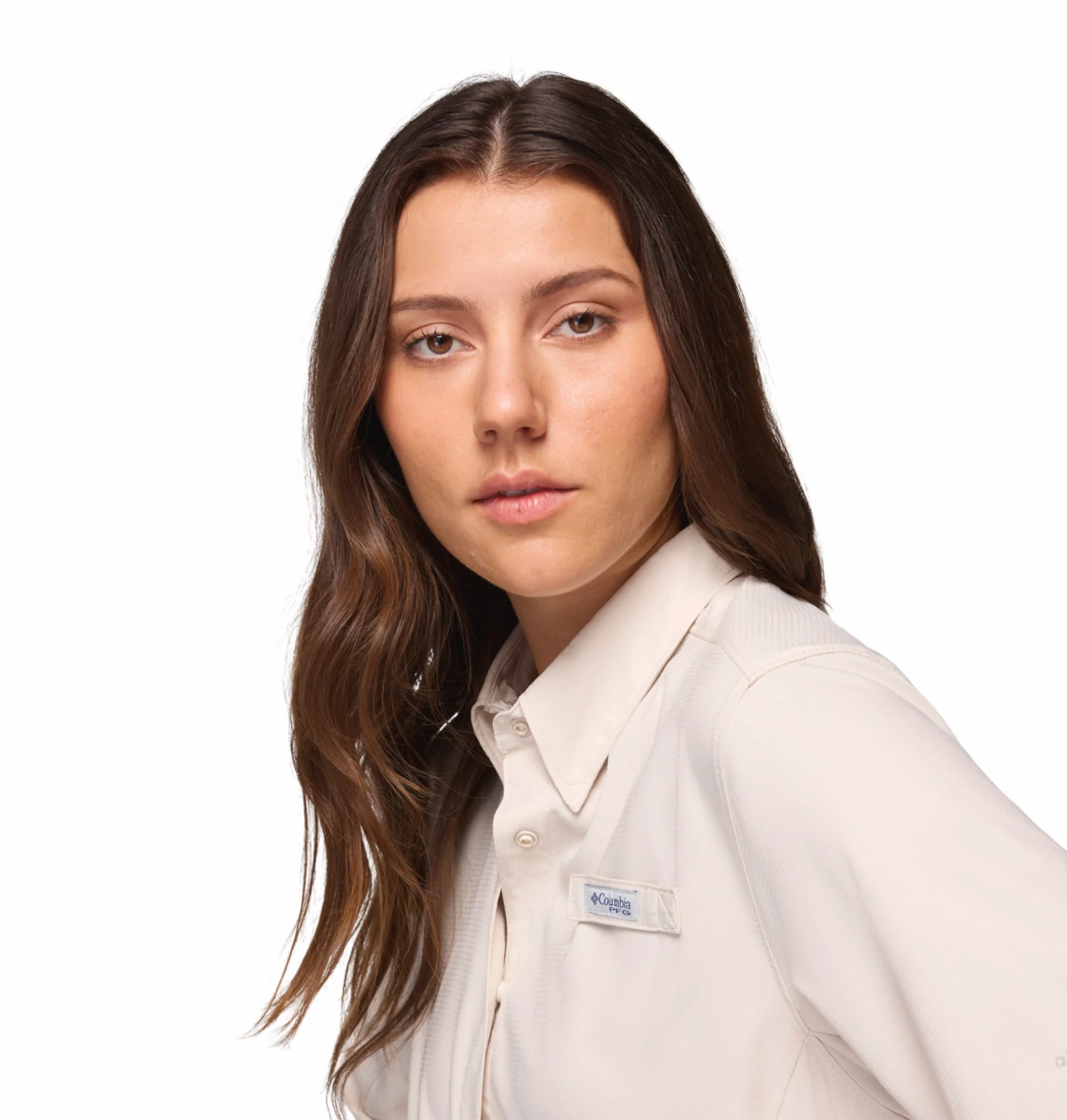 Columbia Women Beige Omni-Shade Tamiami II Long Sleeve Shirt - Image 7