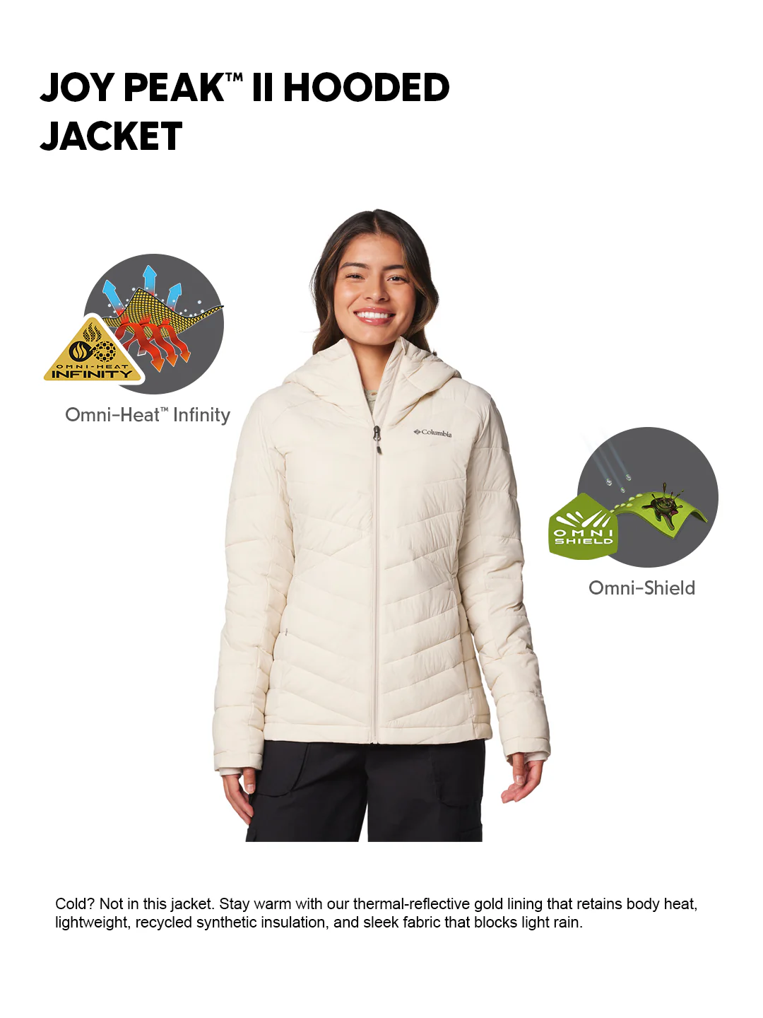 Columbia Women Beige OmniHeat Infinity Joy Peak II Down Jacket - Image 2