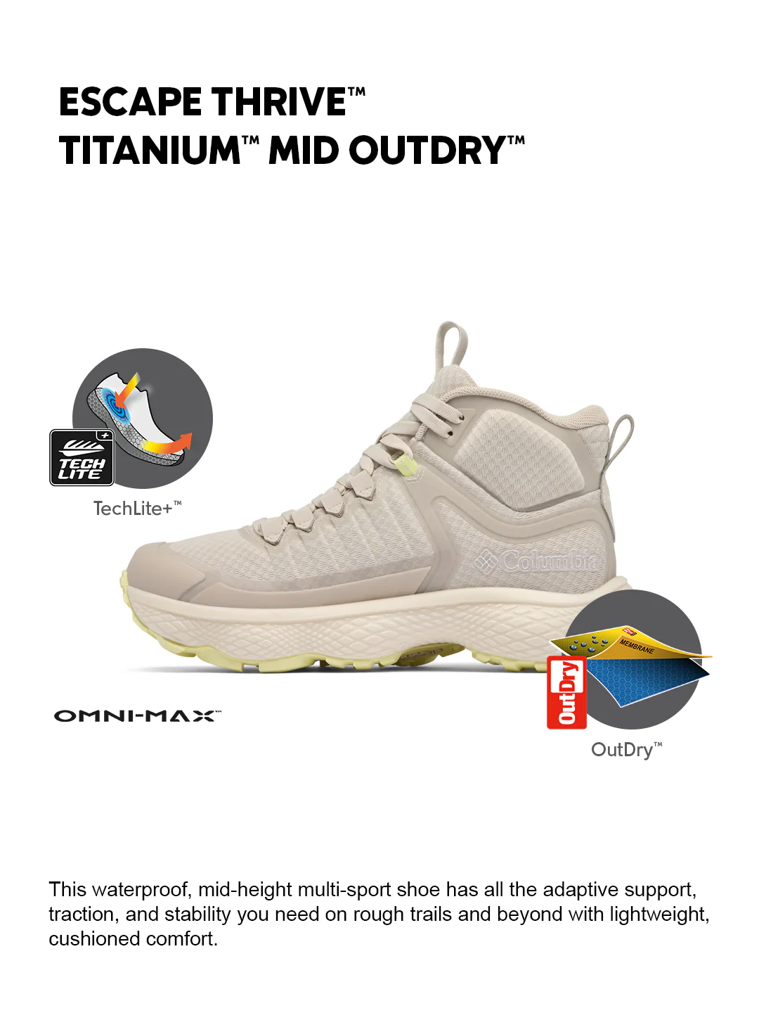 Columbia Women Beige OmniMax Escape Thrive Titanium Waterproof Hiking and Trekking Shoes - Image 2