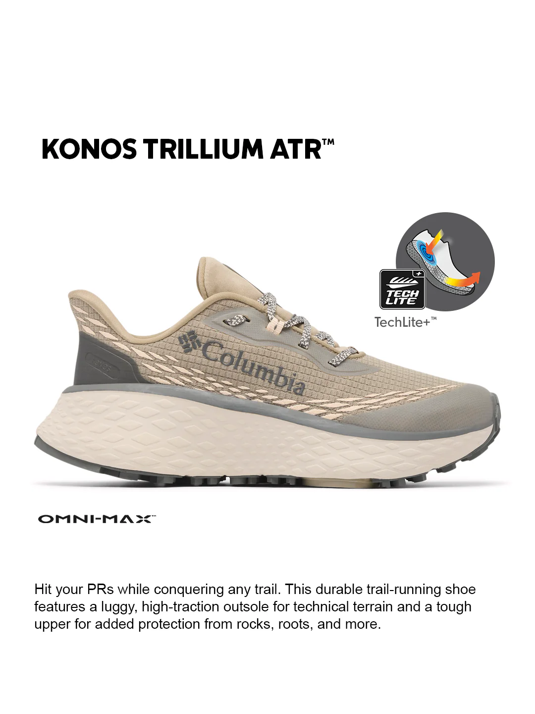 Columbia Women Beige OmniMax Konos Trillium ATR Trail Running Shoes - Image 2