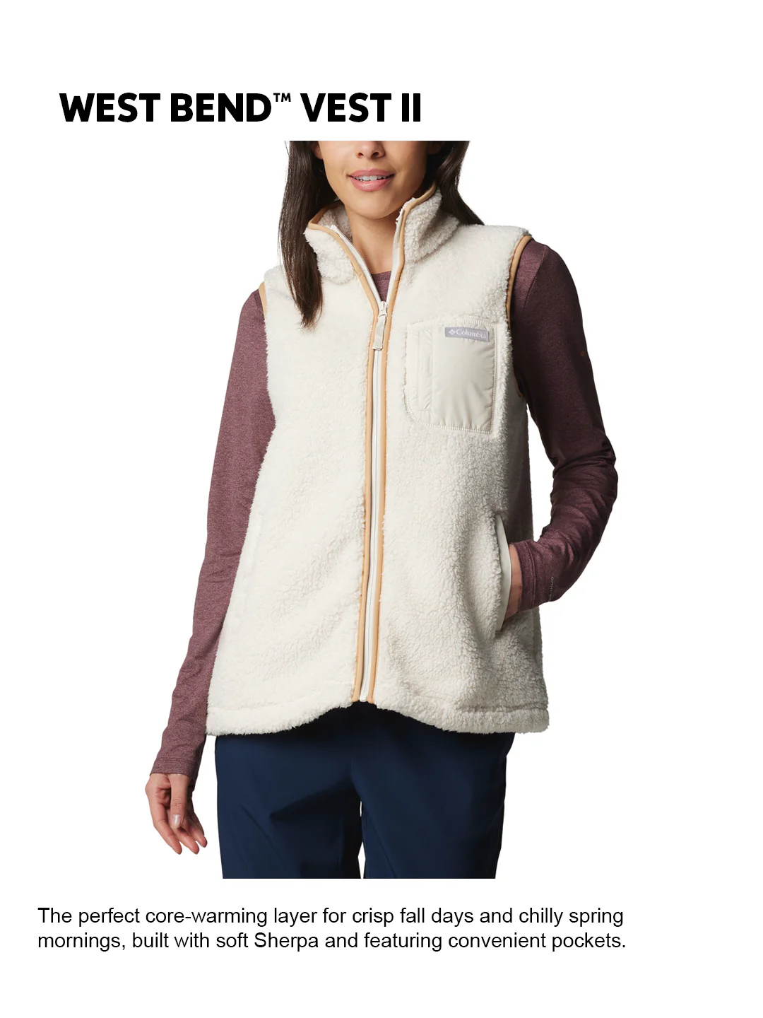 Columbia Women Beige West Bend II Fleece Vest - Image 2