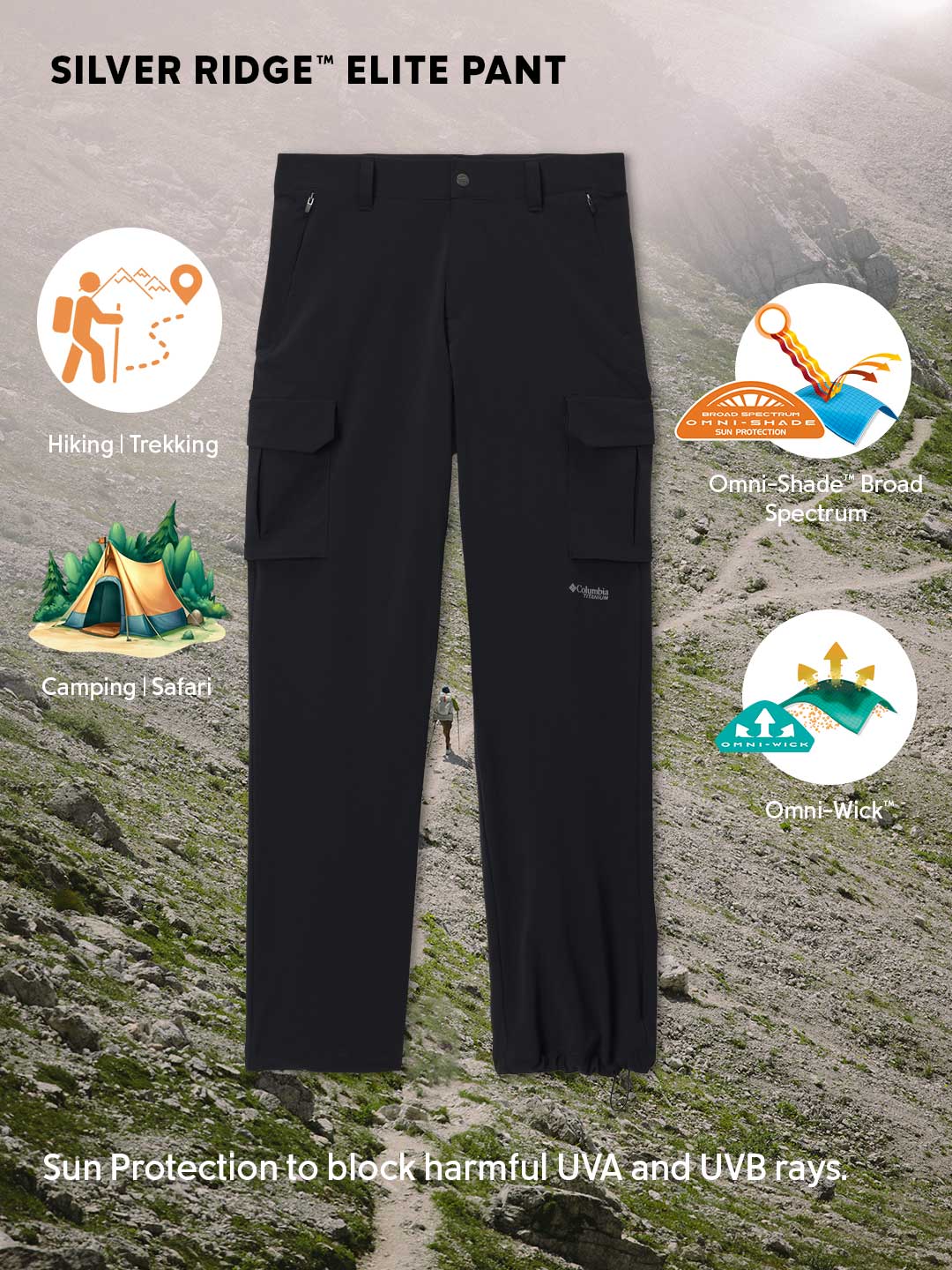 Columbia Women Black Omni-Shade Silver Ridge Elite Pant - Image 2