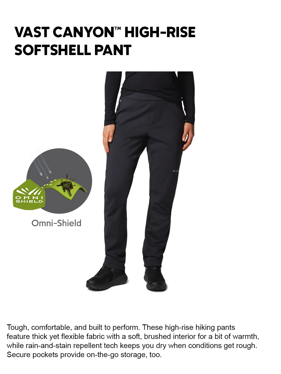 Columbia Women Black OmniShield Vast Canyon Soft Shell Pant - Image 2