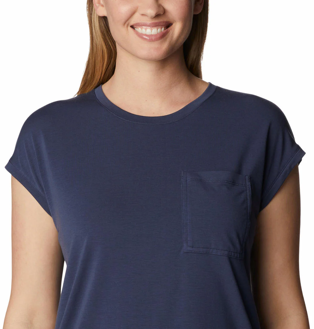 Columbia Women Navy Blue Boundless Trek Short Sleeve Tee - Image 3