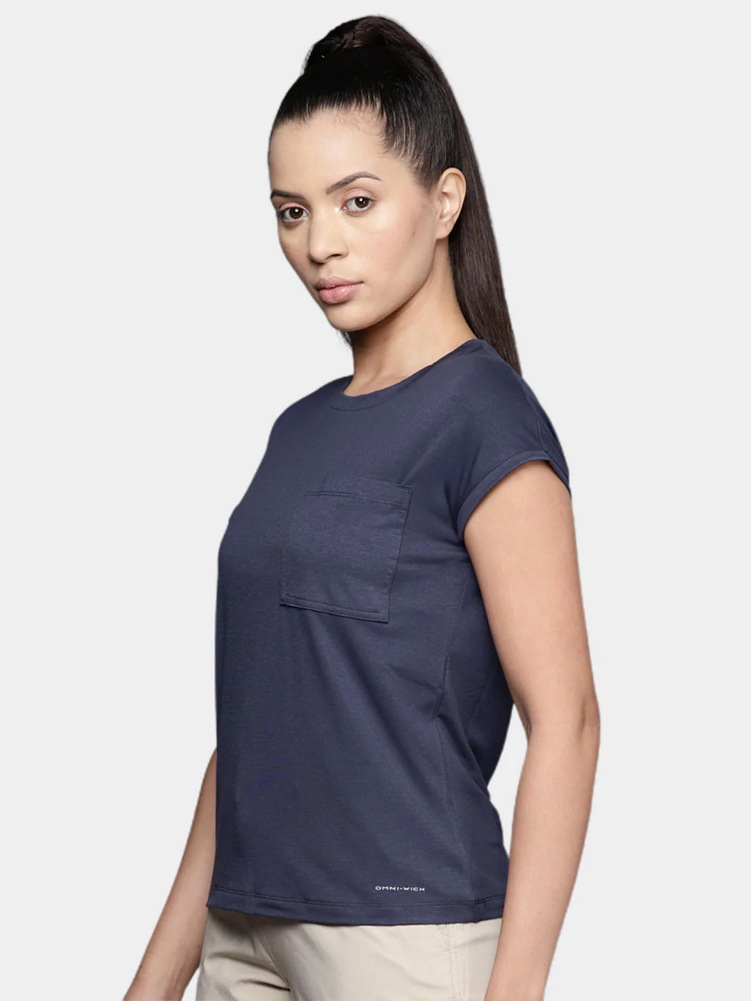 Columbia Women Navy Blue Boundless Trek Short Sleeve Tee - Image 8