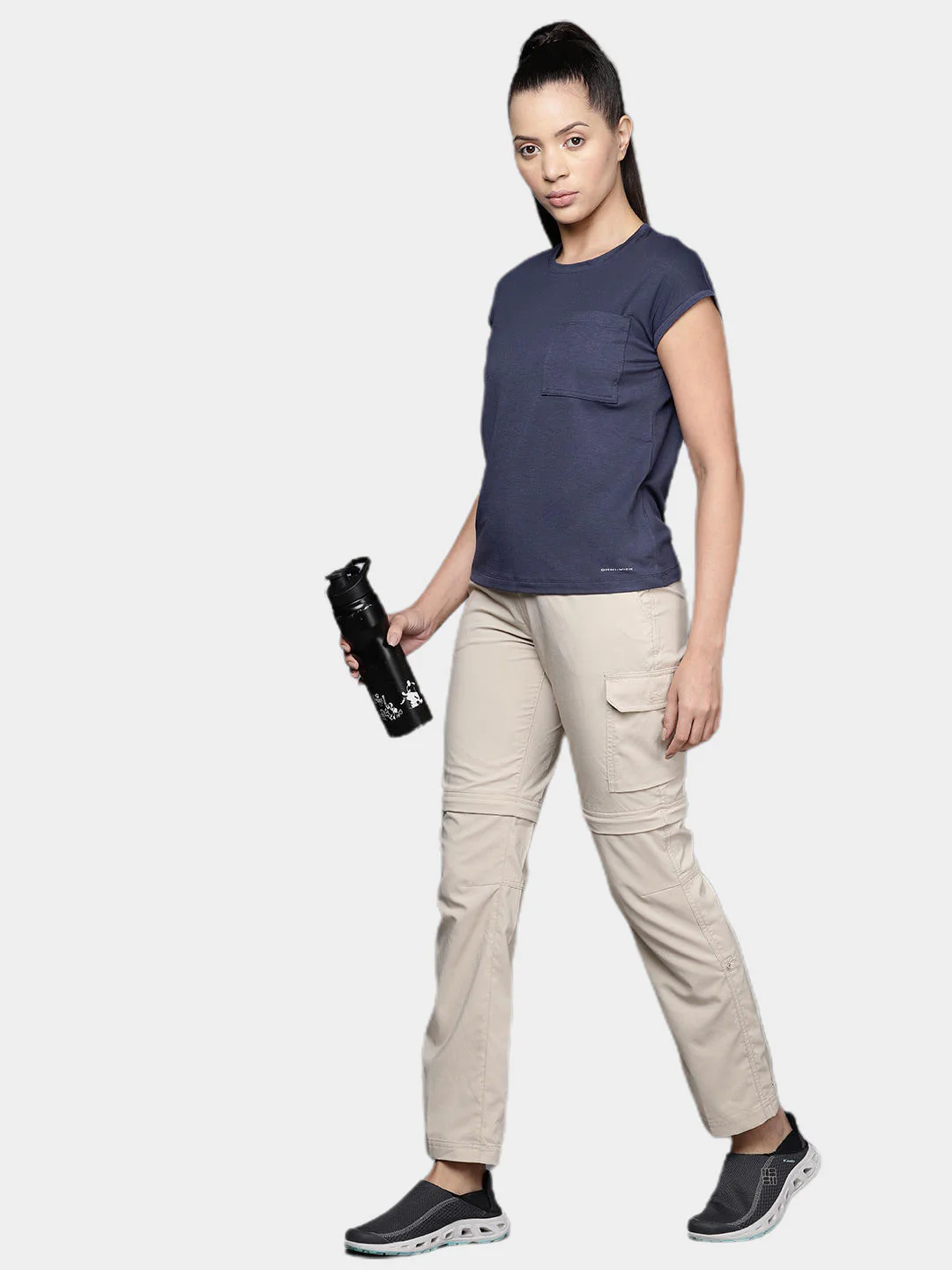 Columbia Women Navy Blue Boundless Trek Short Sleeve Tee - Image 9
