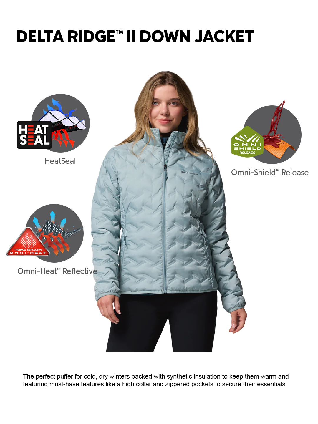 Columbia Women Blue HEAT SEAL Delta Ridge II Down Jacket - Image 2