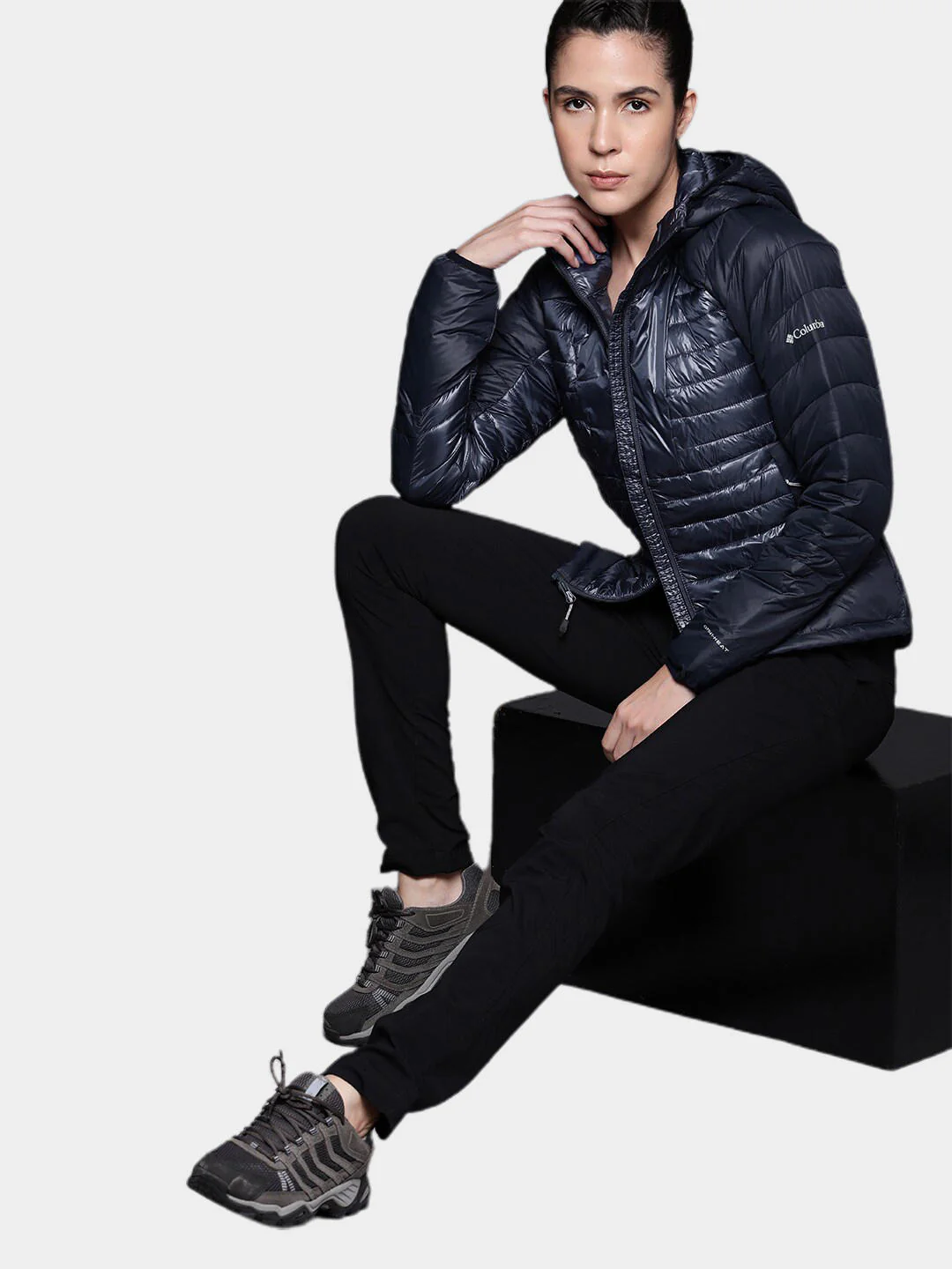 Columbia Women Navy Blue Labyrinth Loop Hooded Jacket - Image 11