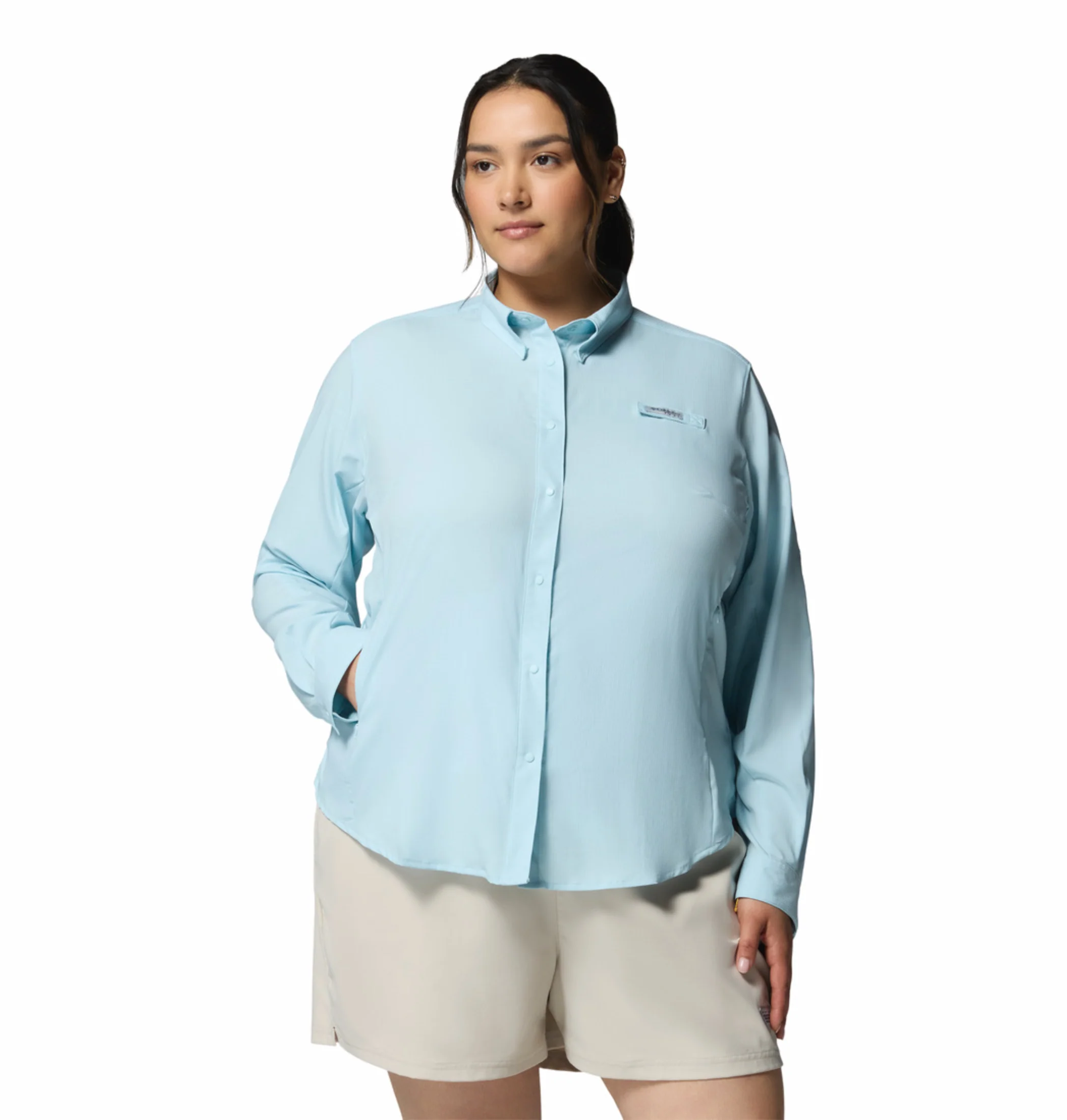 Columbia Women Blue Omni-Shade Tamiami II Long Sleeve Shirt - Image 10
