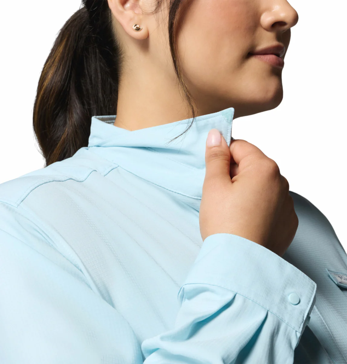 Columbia Women Blue Omni-Shade Tamiami II Long Sleeve Shirt - Image 8
