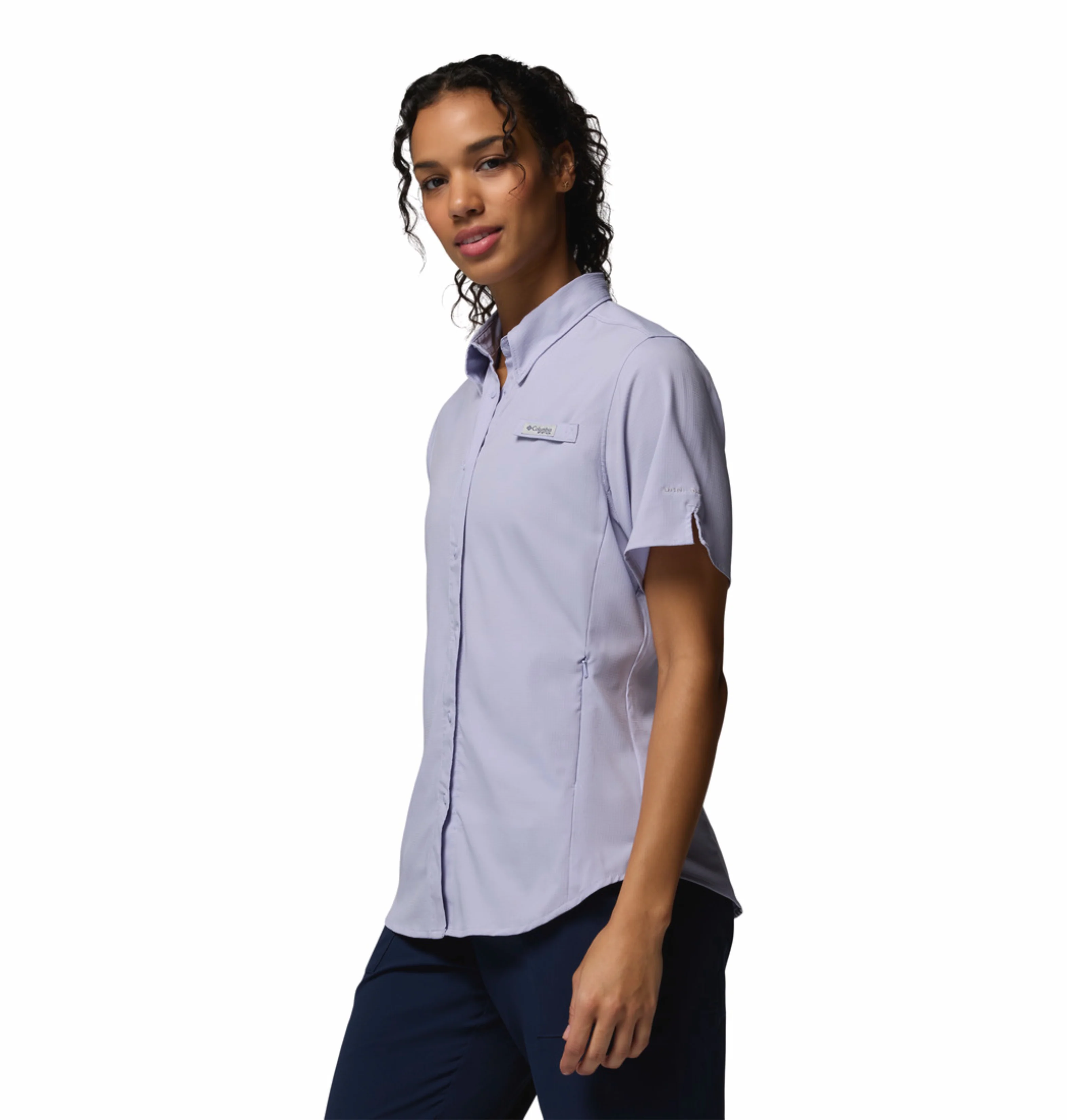 Columbia Women Blue Omni-Shade Tamiami II Short Sleeve Shirt - Image 3