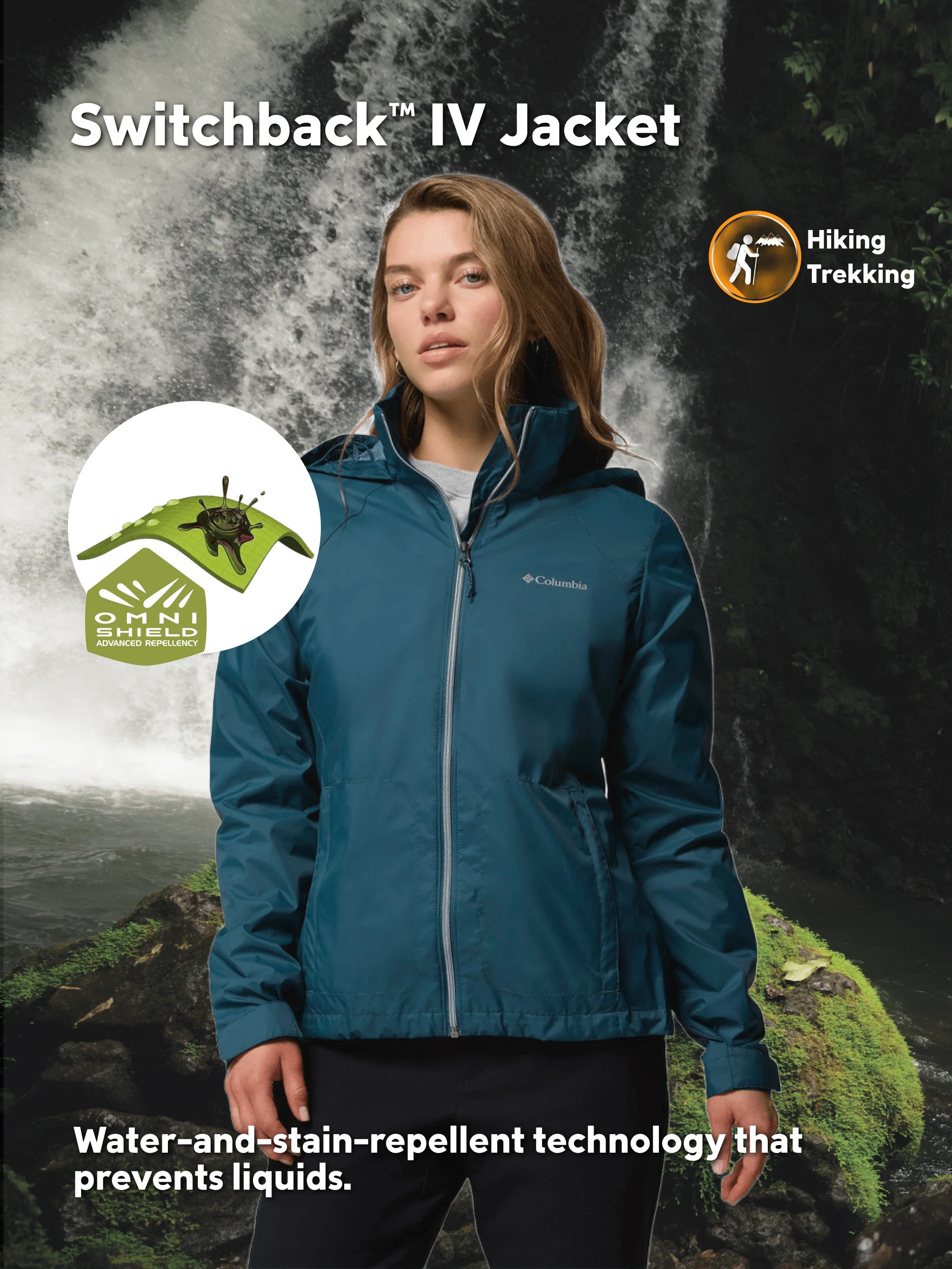 Columbia Women Blue Omni-Shield Switchback IV Rain Jacket - Image 2