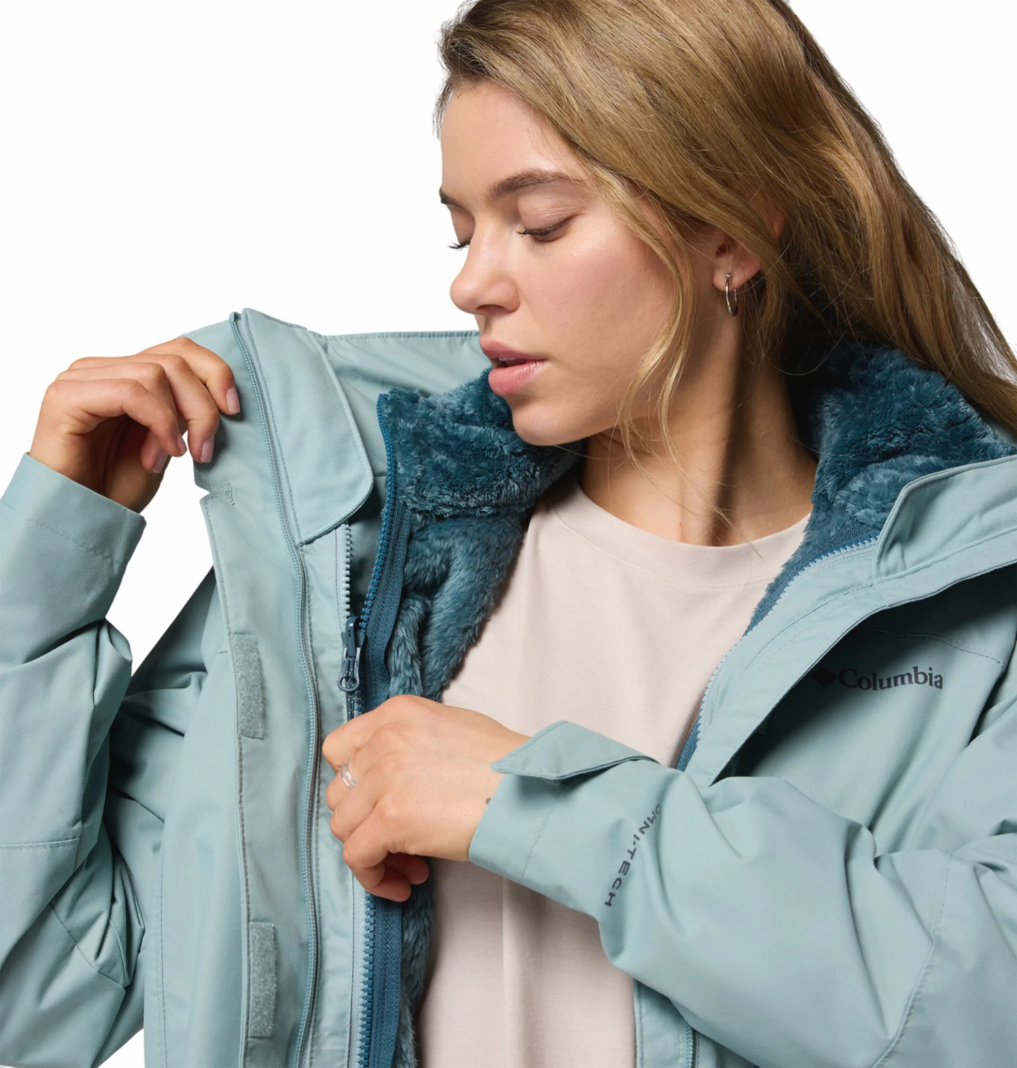 Columbia Women Blue OmniHeat Reflective Bugaboo III Fleece Interchangeable Jacket - Image 8