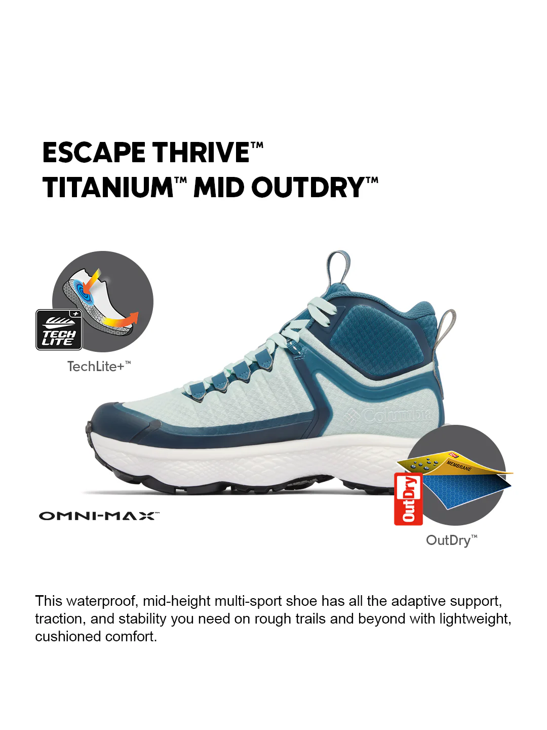 Columbia Women Blue OmniMax Escape Thrive Titanium Waterproof Hiking and Trekking Shoes - Image 2