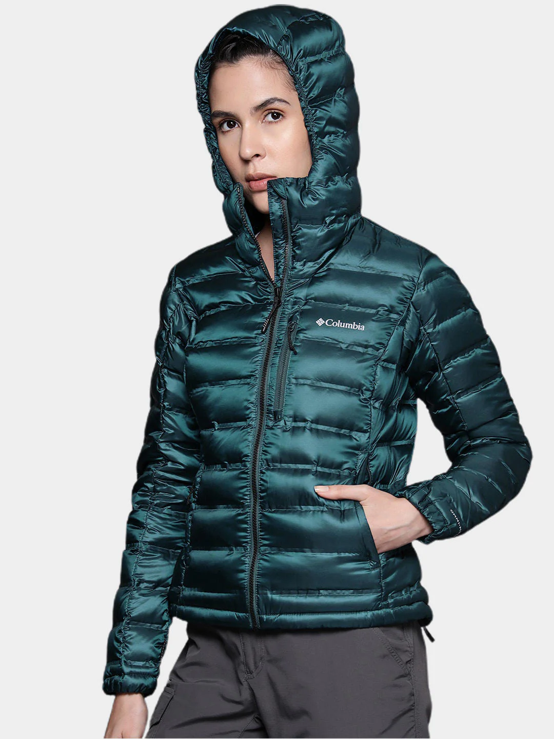 Columbia Women Blue Pebble Peak Down Hooded Jacket - Image 10