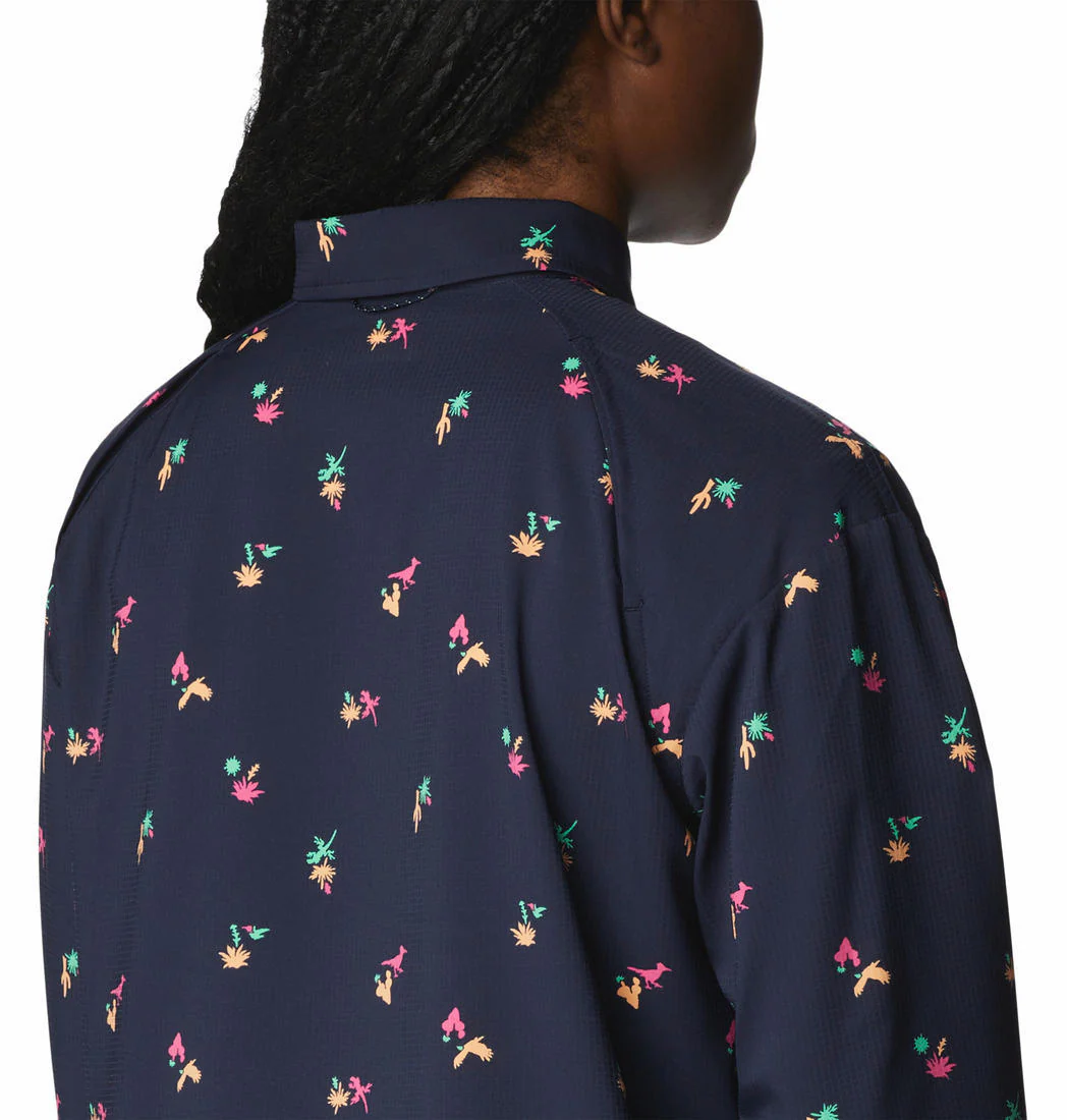 Columbia Women Navy Blue Silver Ridge Utility Patterned LS Shirt (Sun Protection) - Image 6