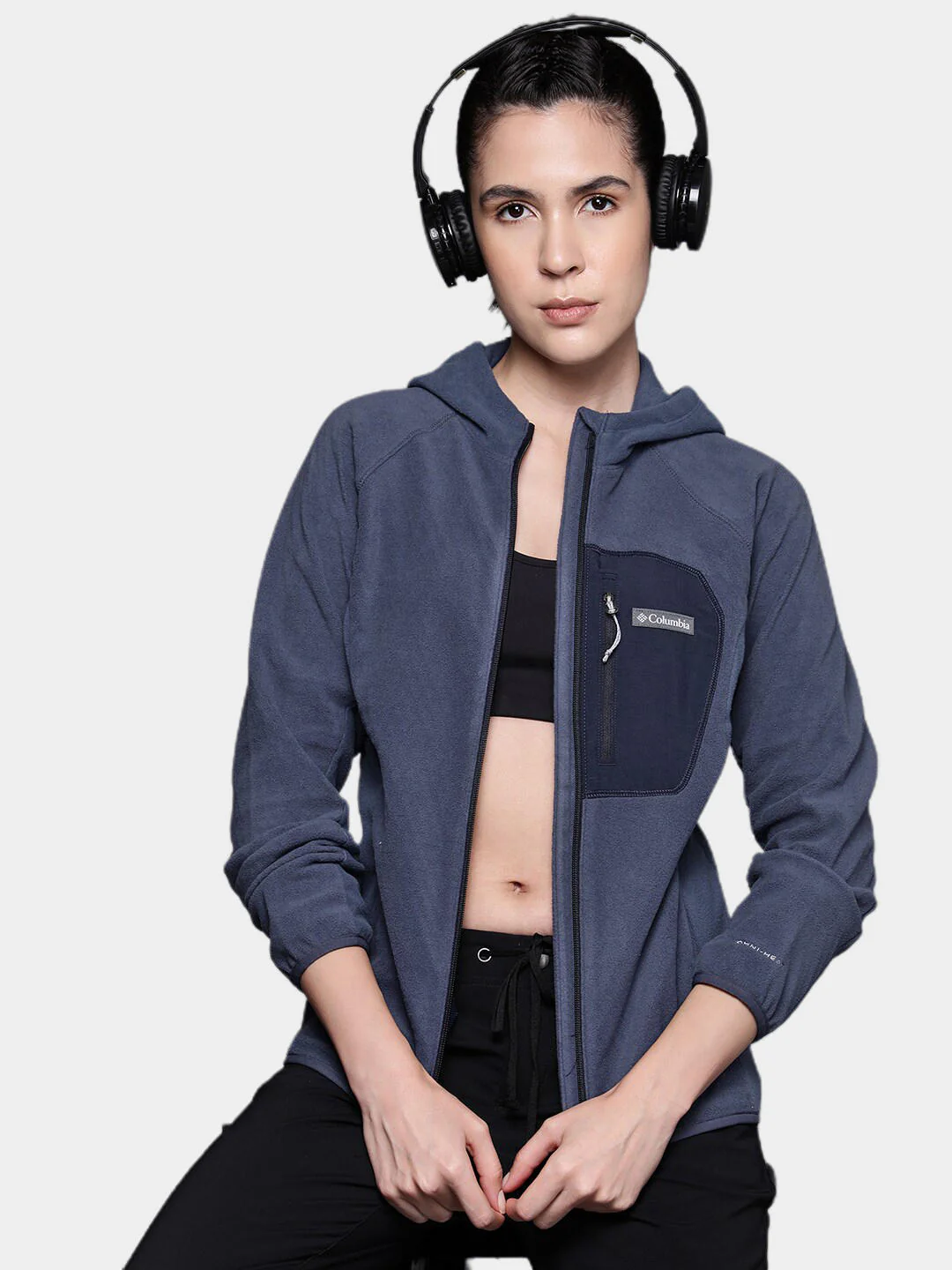 Columbia Women Navy Blue W Outdoor Tracks Hooded FZ - Image 10