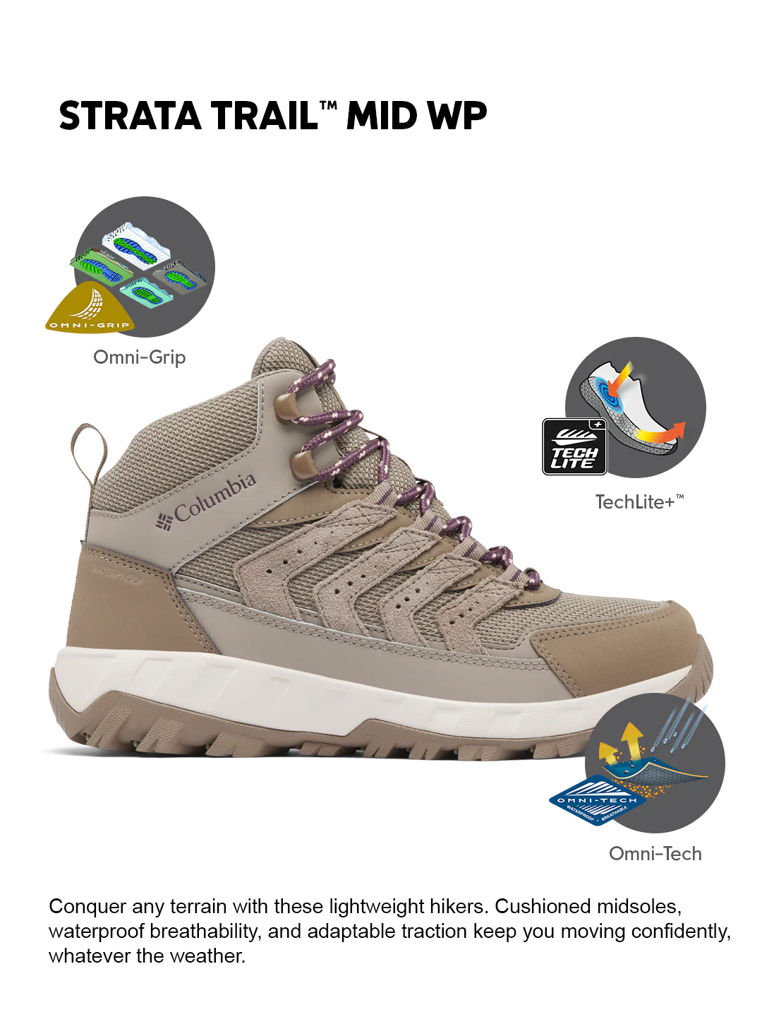 Columbia Women Brown OmniGrip Strata Trail Waterproof Hiking and Trekking Shoes - Image 2